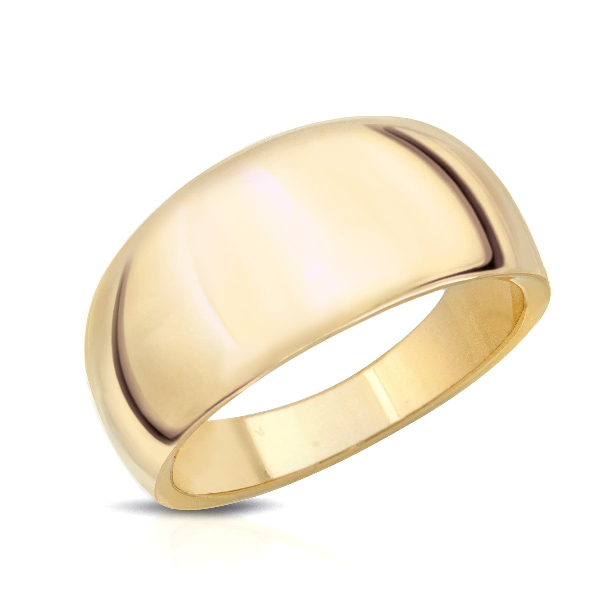 Polished gold band ring from Rowan Ring collection looks sleek and shiny