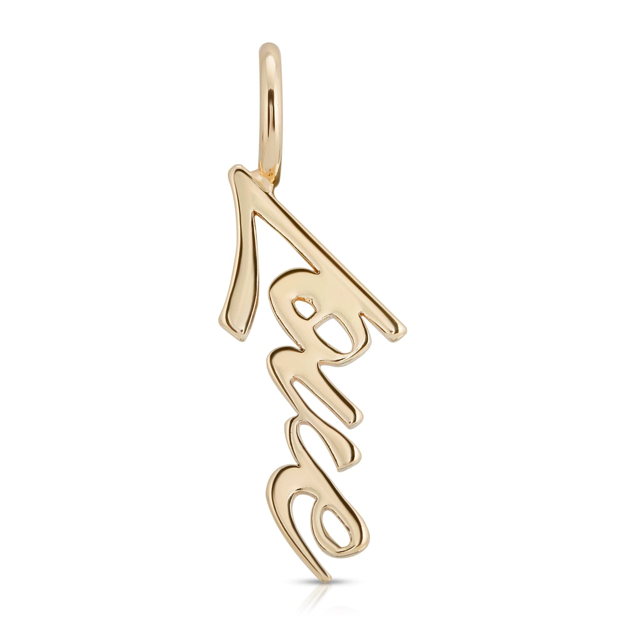 Gold-colored Script Pendant Love with elegant cursive design for a stylish touch