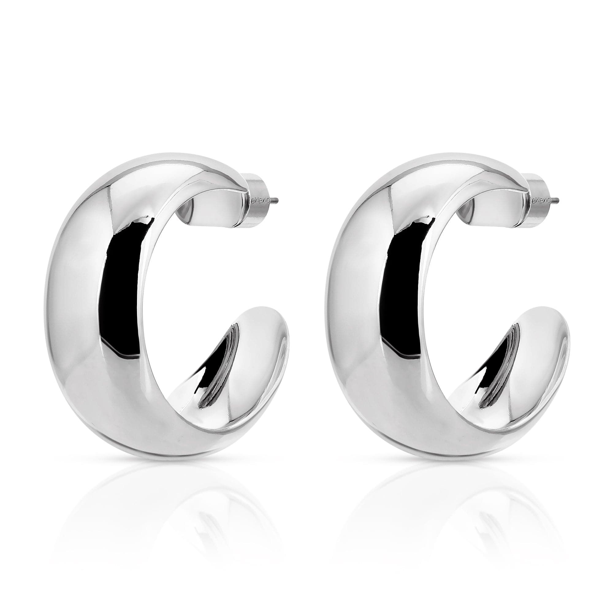 Shiny silver hoop earrings from the Simone Hoops collection perfect for any look