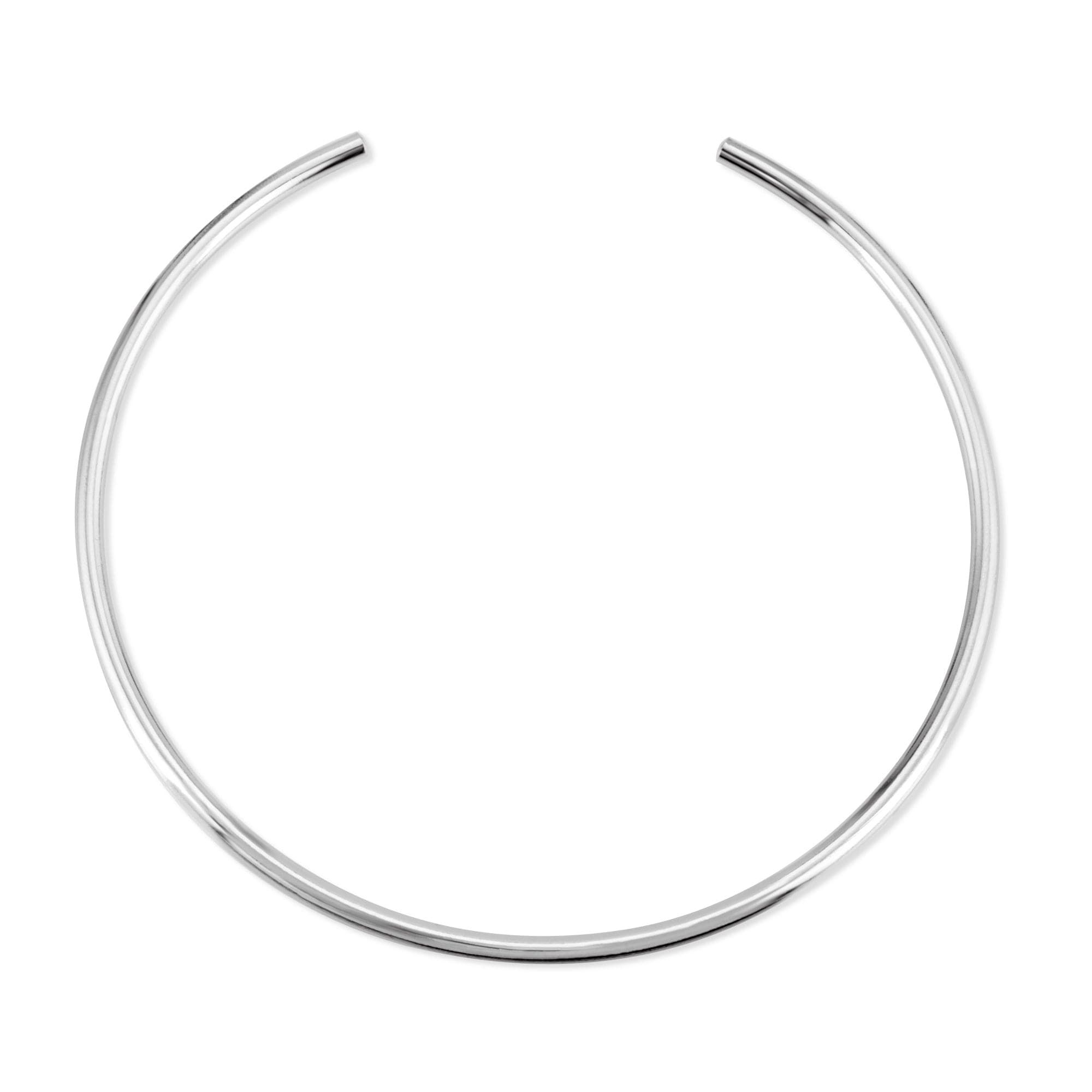 Silver metal choker necklace from the Simple Round Collar Necklace collection