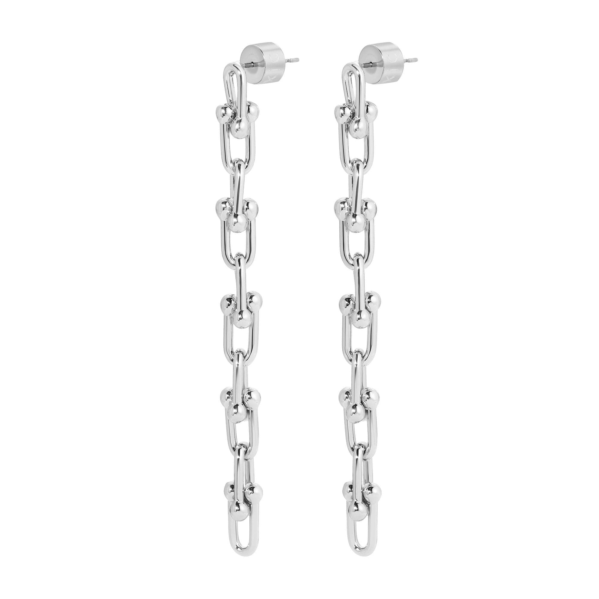 Silver chain-link drop earrings from Small Margaux 10 Link Drop Earrings collection