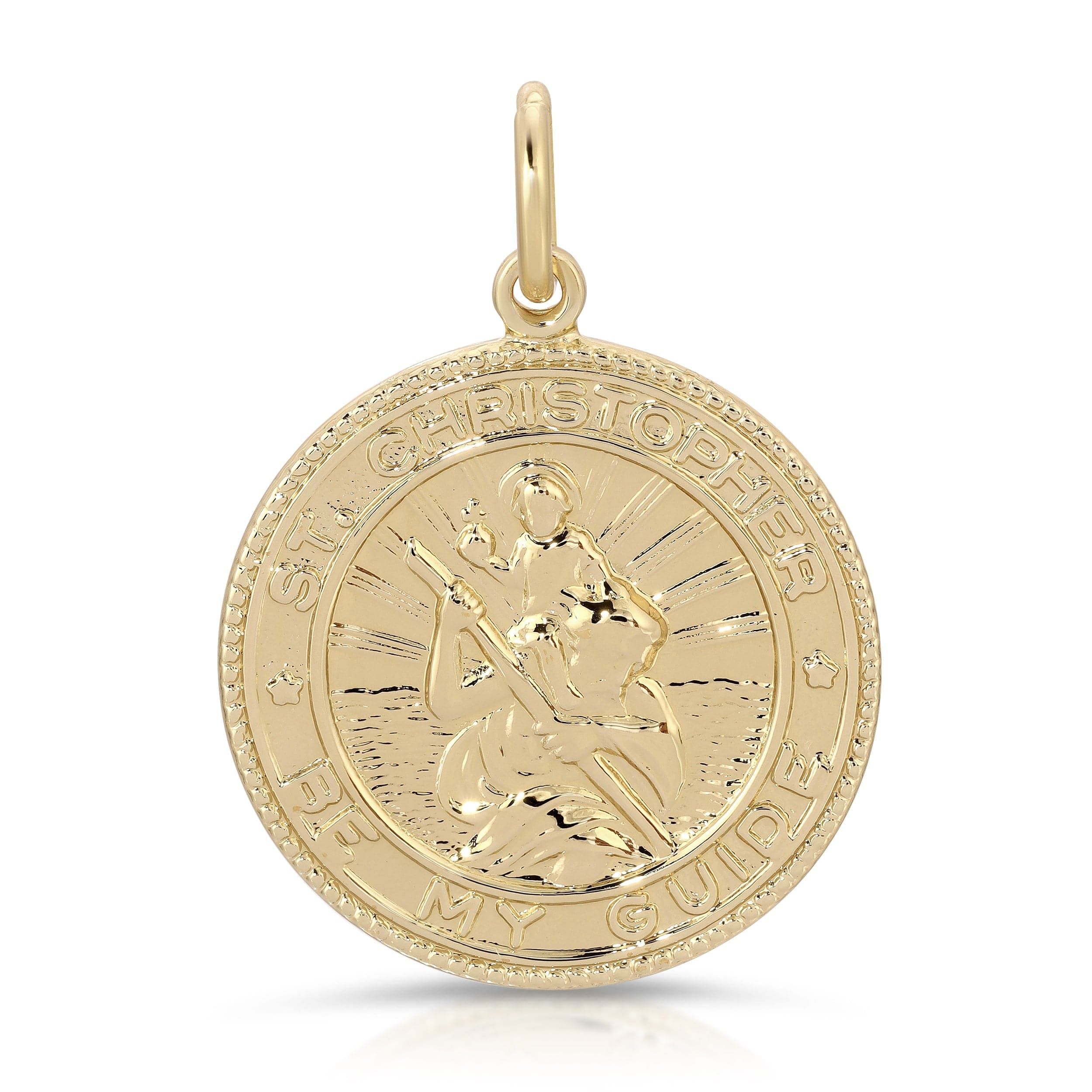 Gold St Christopher pendant jewelry piece for protection and good luck