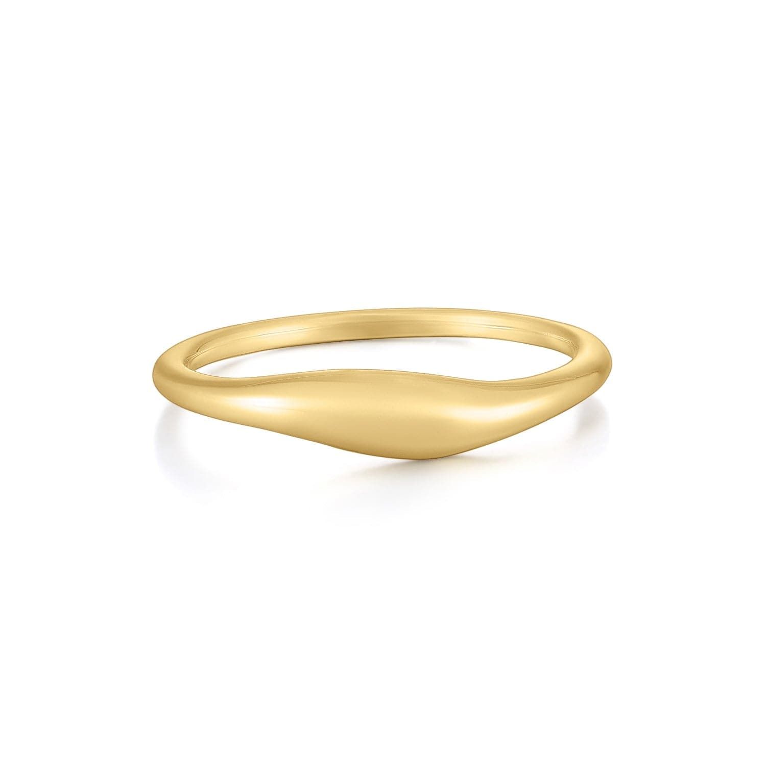 Gold signet ring from Tapered Wavy Ring collection on stylish finger display