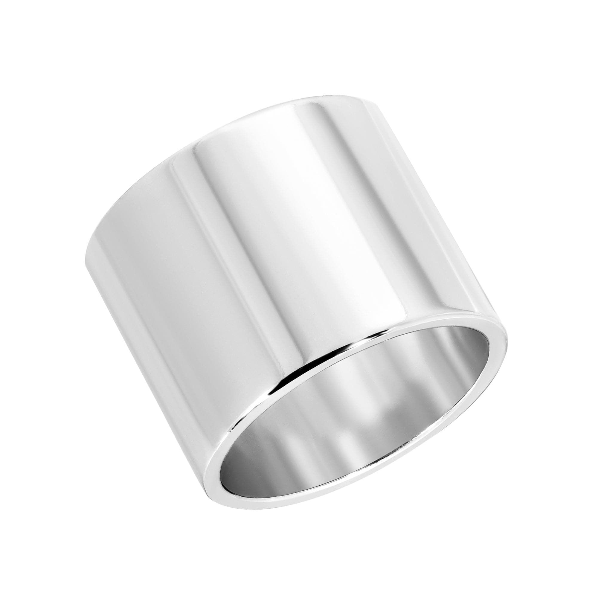 Shiny polished silver band ring from the Thick Flat Ring Collection