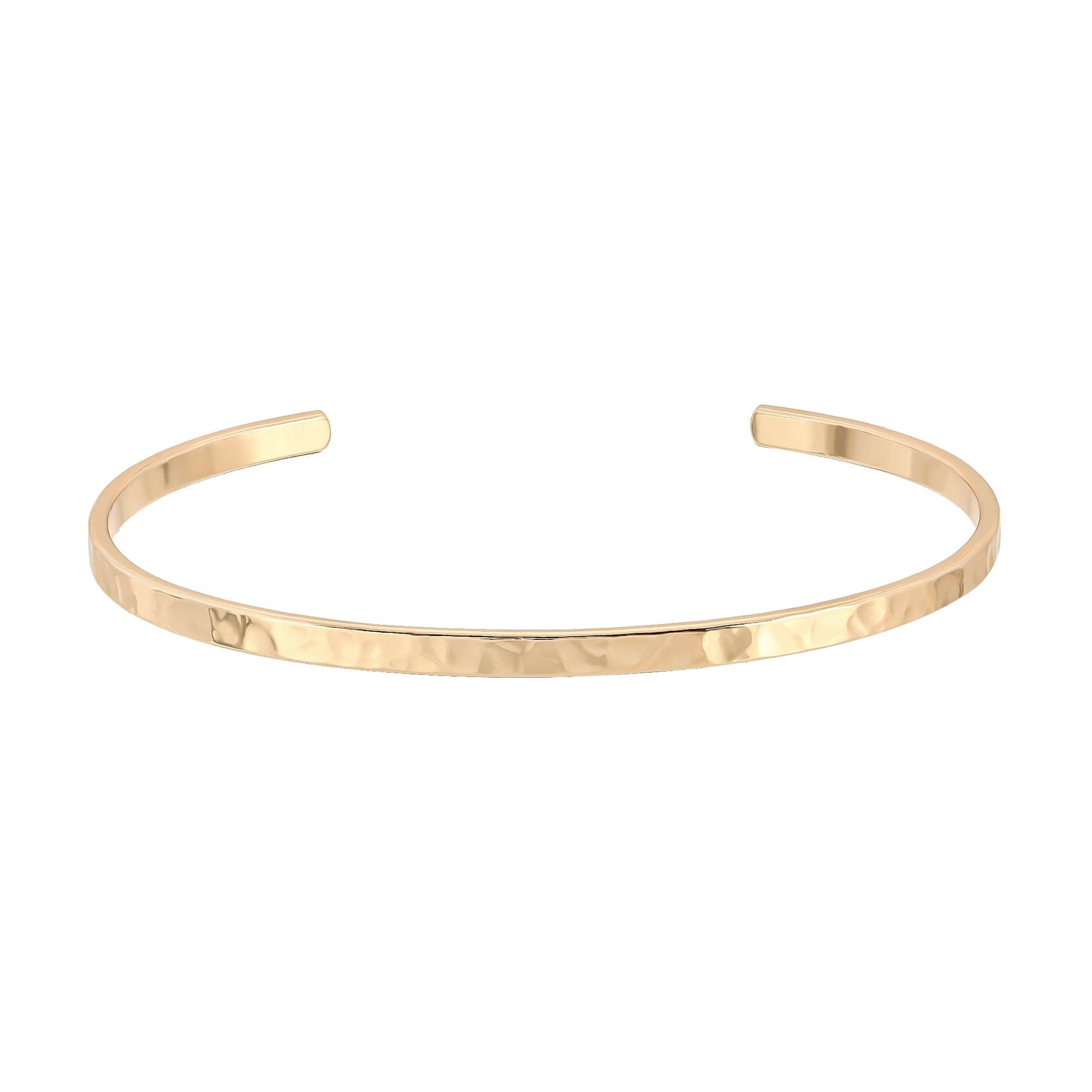 Gold hammered cuff bracelet from the Thin Hammered Cuff collection looks stylish and trendy