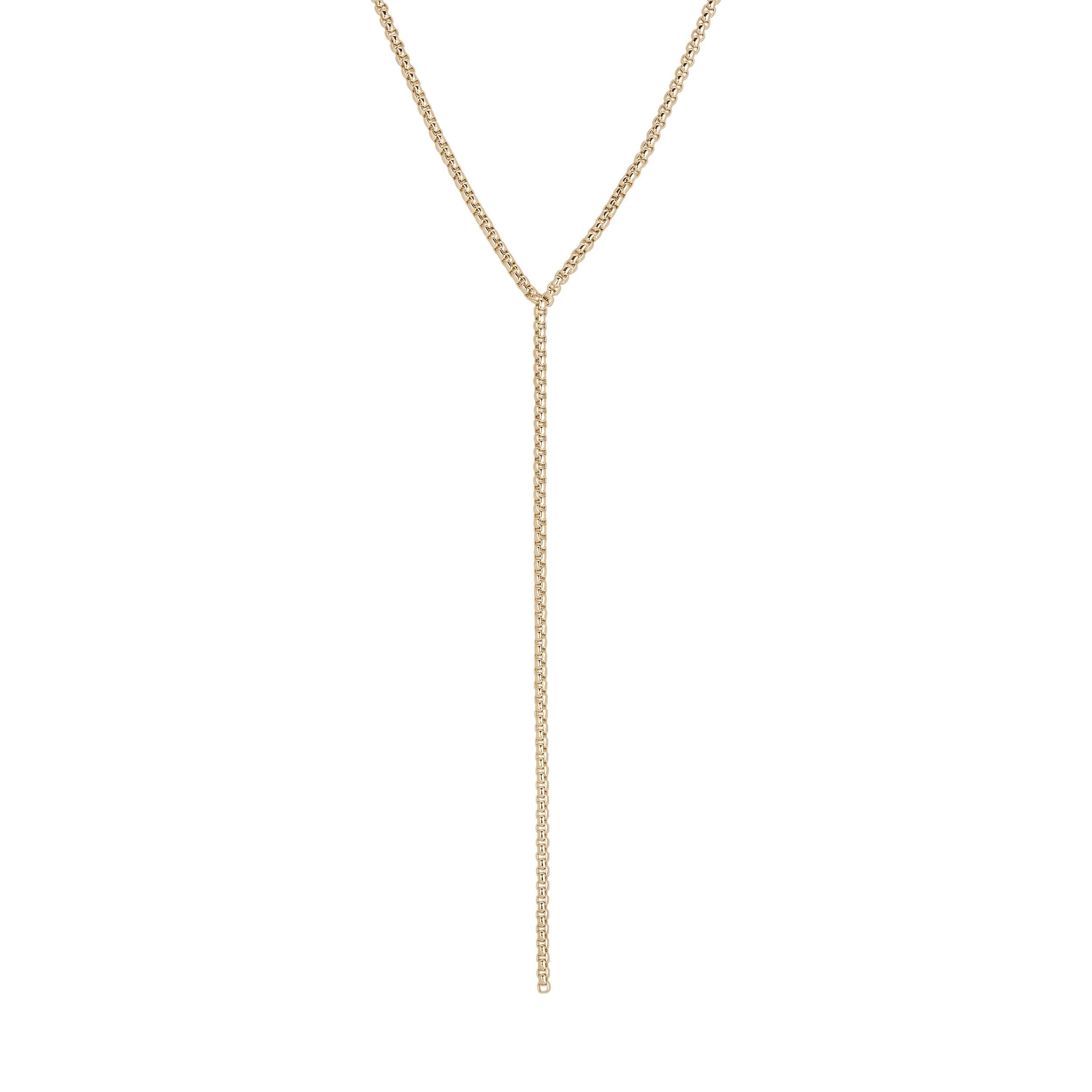 Gold-toned Y-shaped necklace from Thin Luciana Box Chain Lariat collection