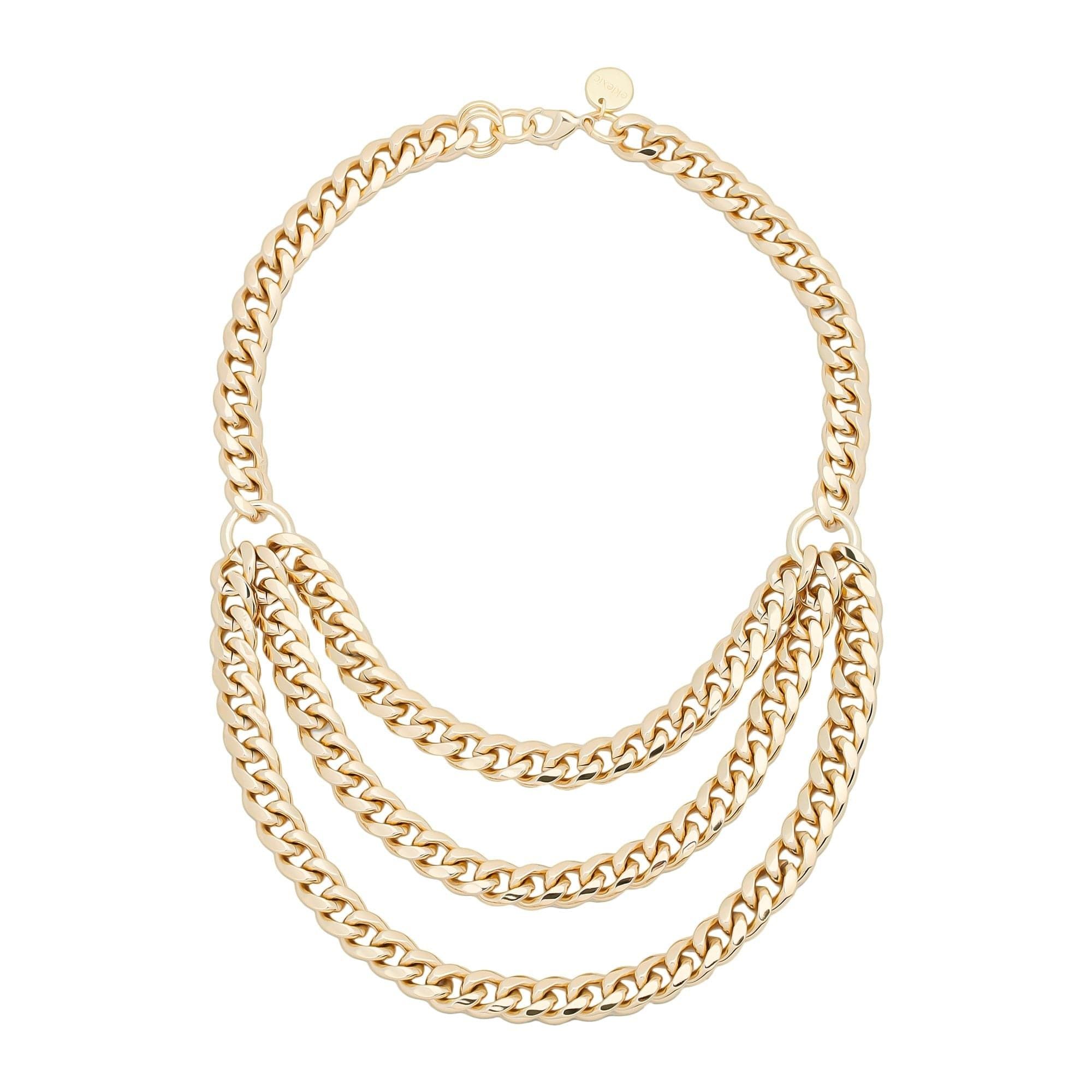 Gold-toned multi-strand curb chain necklace from Triple Layer Curb Chain Necklace collection