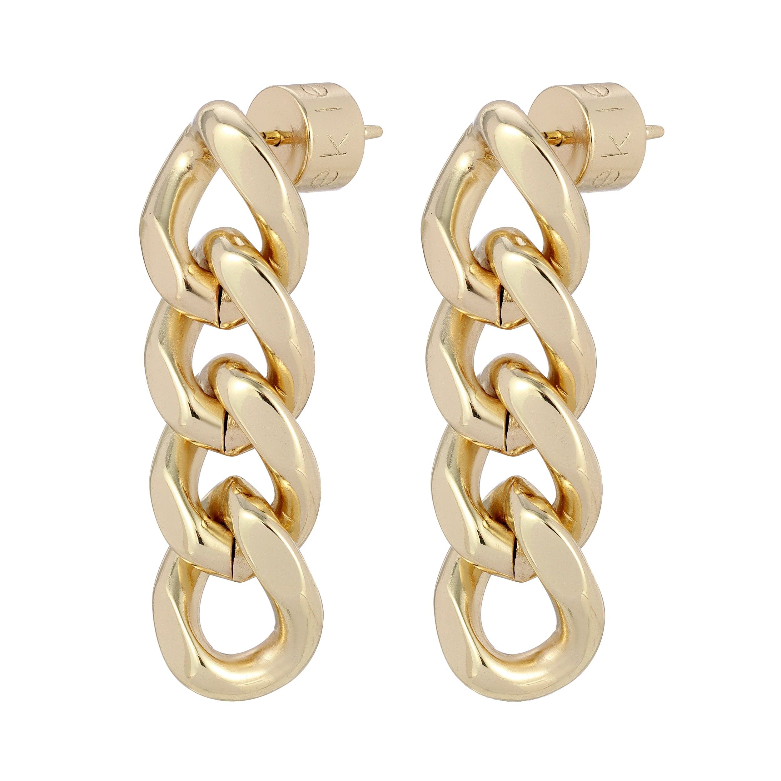 Gold chain-link Valentina 4 Link Drop Earrings, stylish and elegant jewelry piece