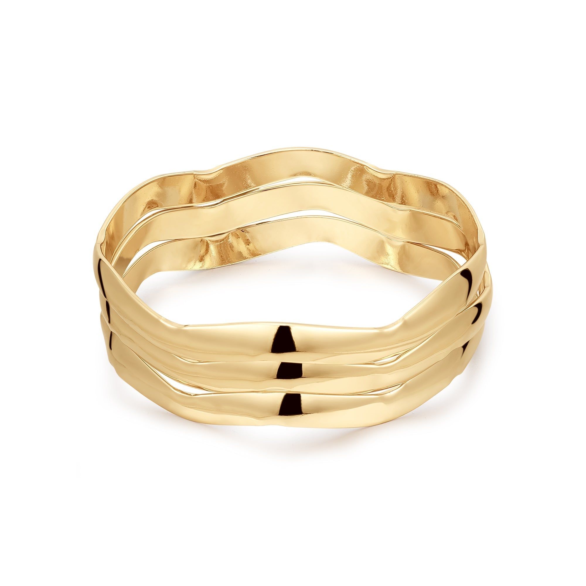 Gold-toned wavy bangle bracelet from the Wavy Bangle Set perfect for stylish accessories