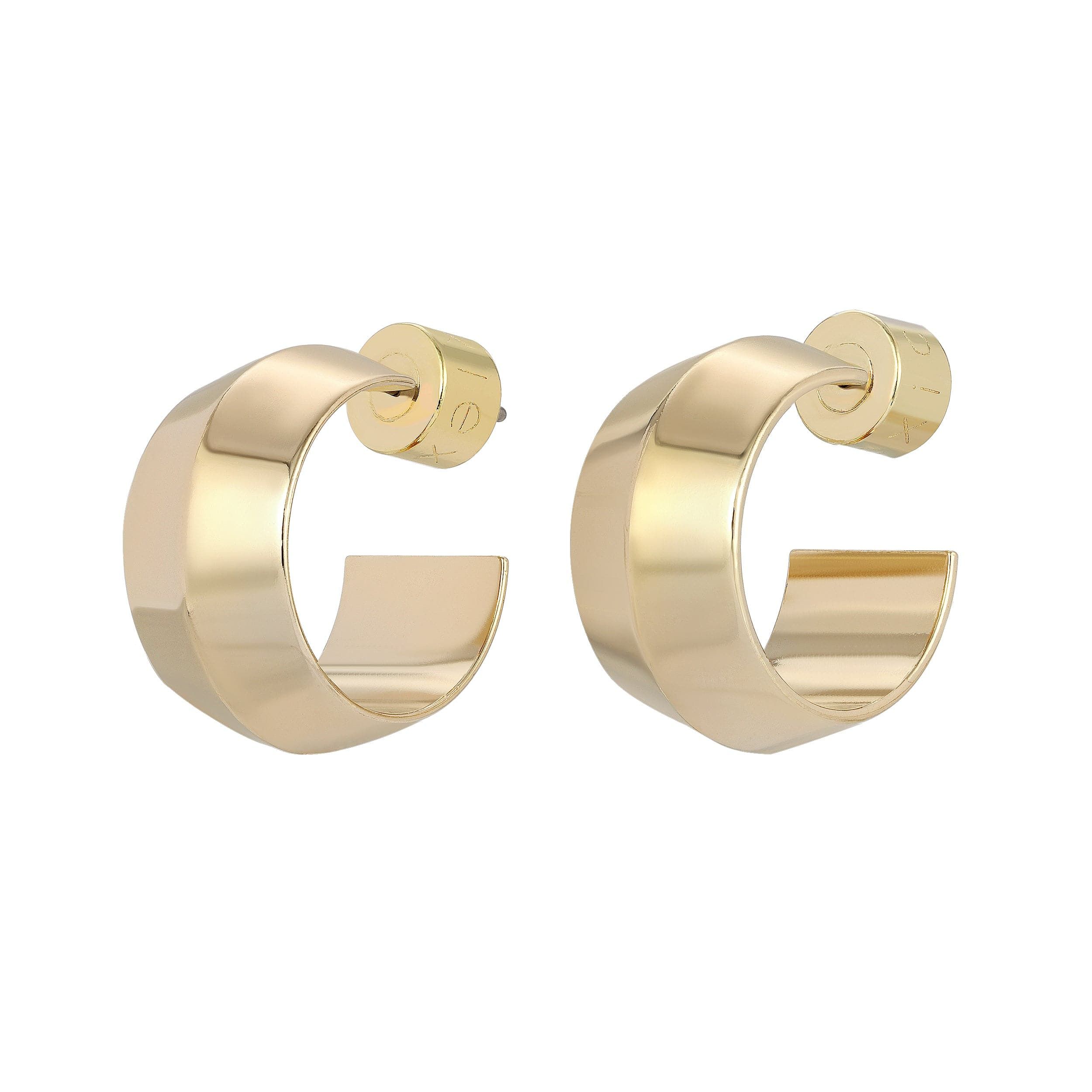 Gold hoop earrings from Wide Peak Huggie Hoops collection, perfect for everyday style