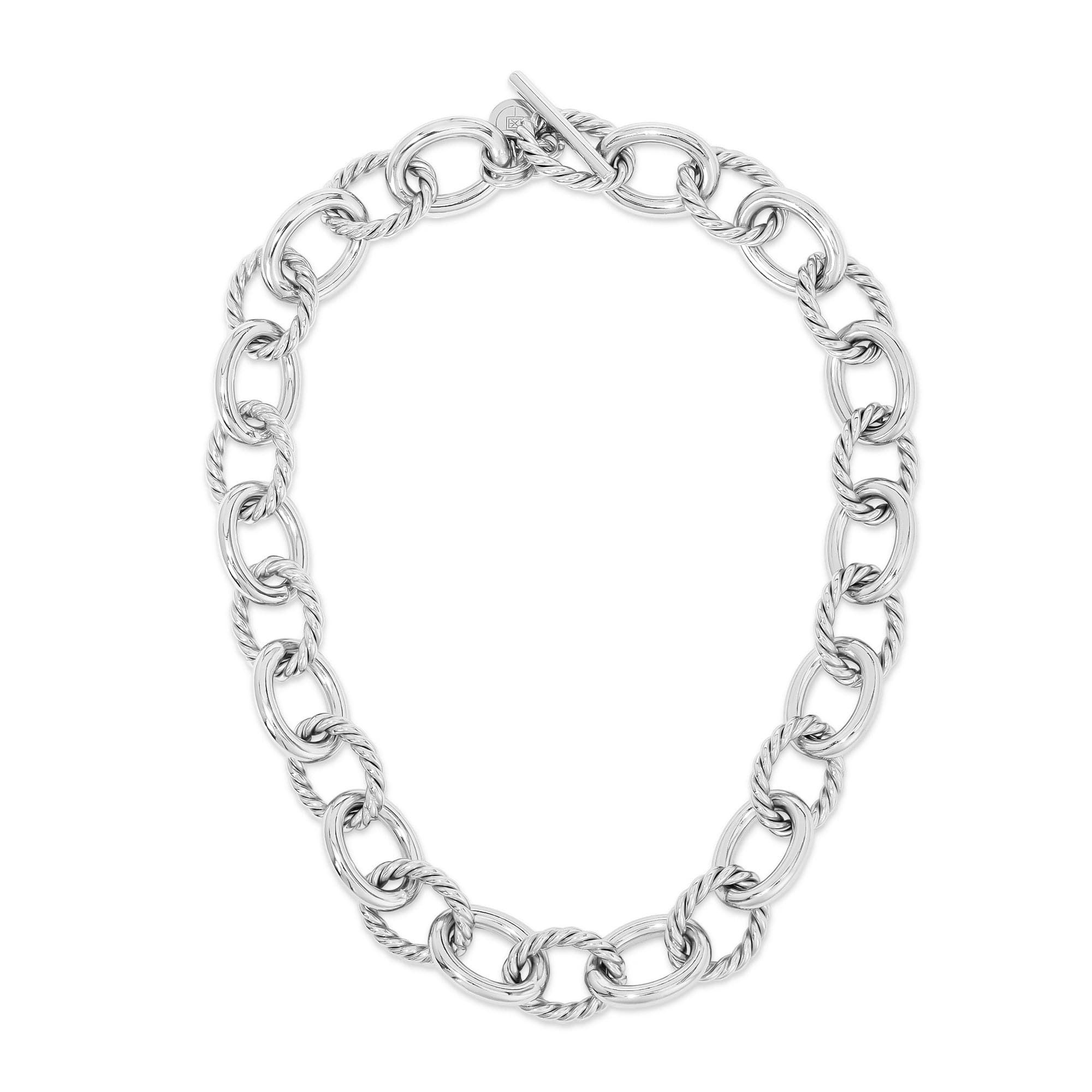 Silver chain-link necklace from XL Alternating Twisted Link Toggle Necklace collection