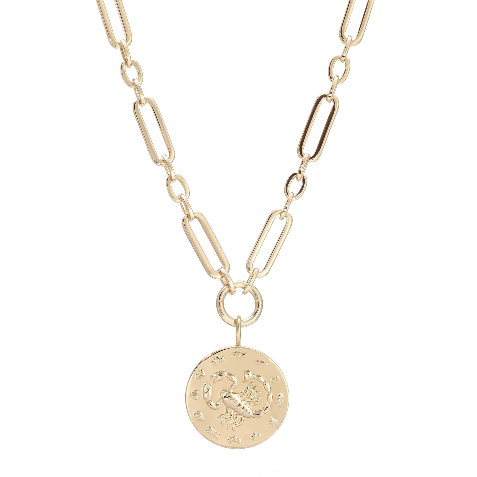 Gold-toned Zodiac Scorpio pendant necklace perfect for astrology lovers in the Zodiac Pendant Necklace collection