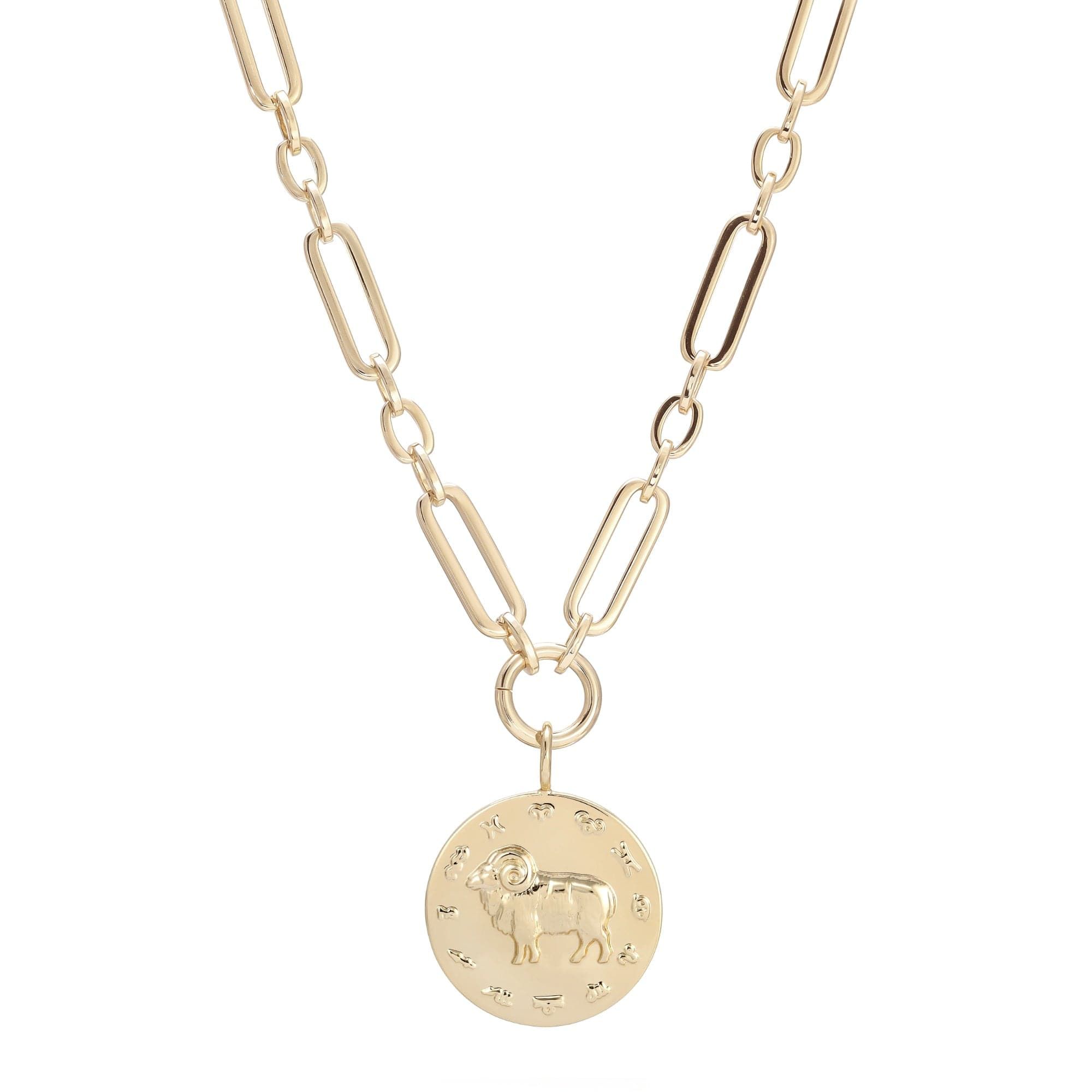 Gold-toned Zodiac Pendant Necklace shown in the Zodiac Pendant Necklace product image