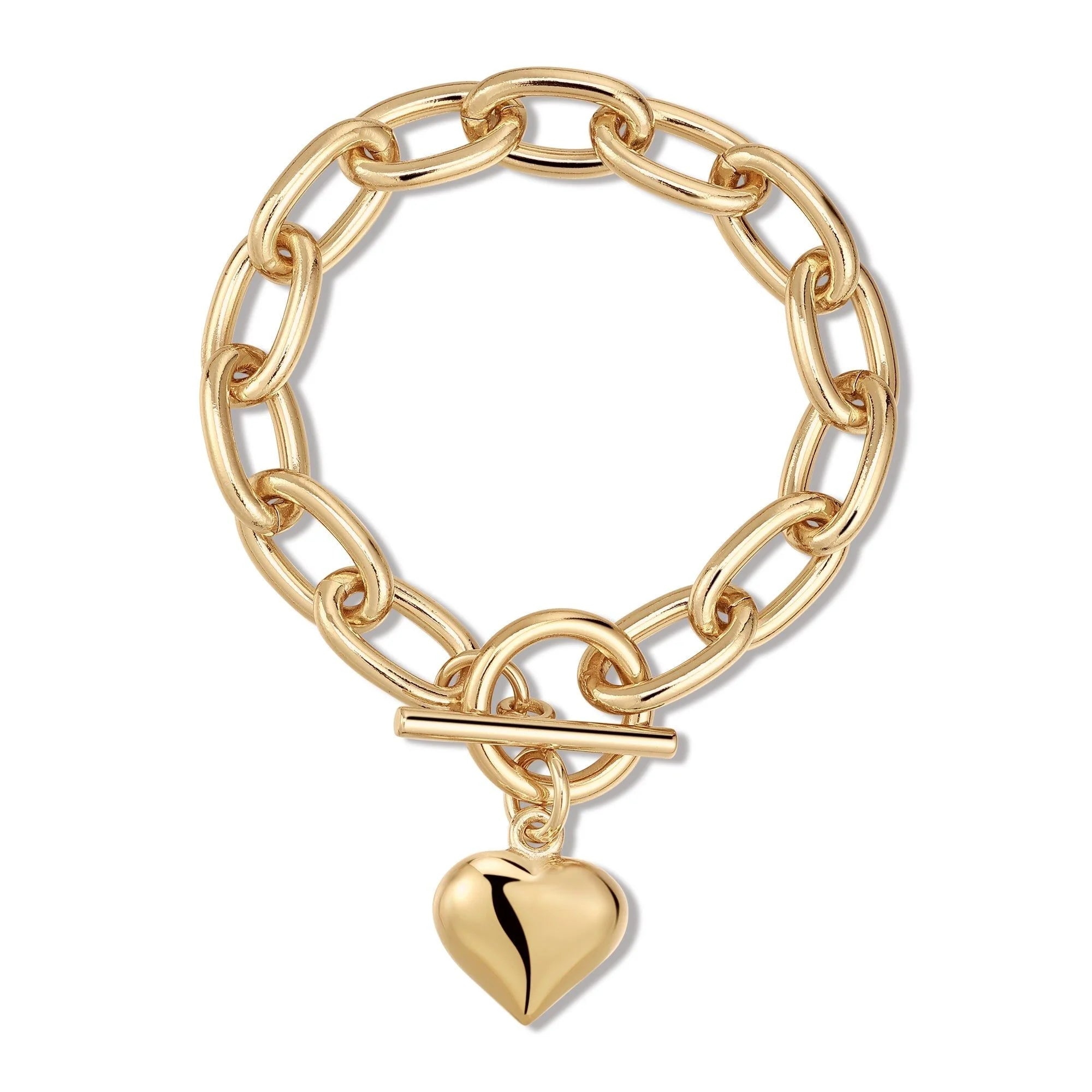 Gold chain bracelet with puffy heart charm from Alana Puffy Heart Charm Bracelet collection