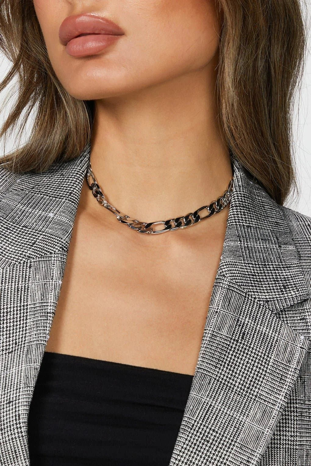 Axel Necklace featuring a 14k gold plated chunky brass figaro chain