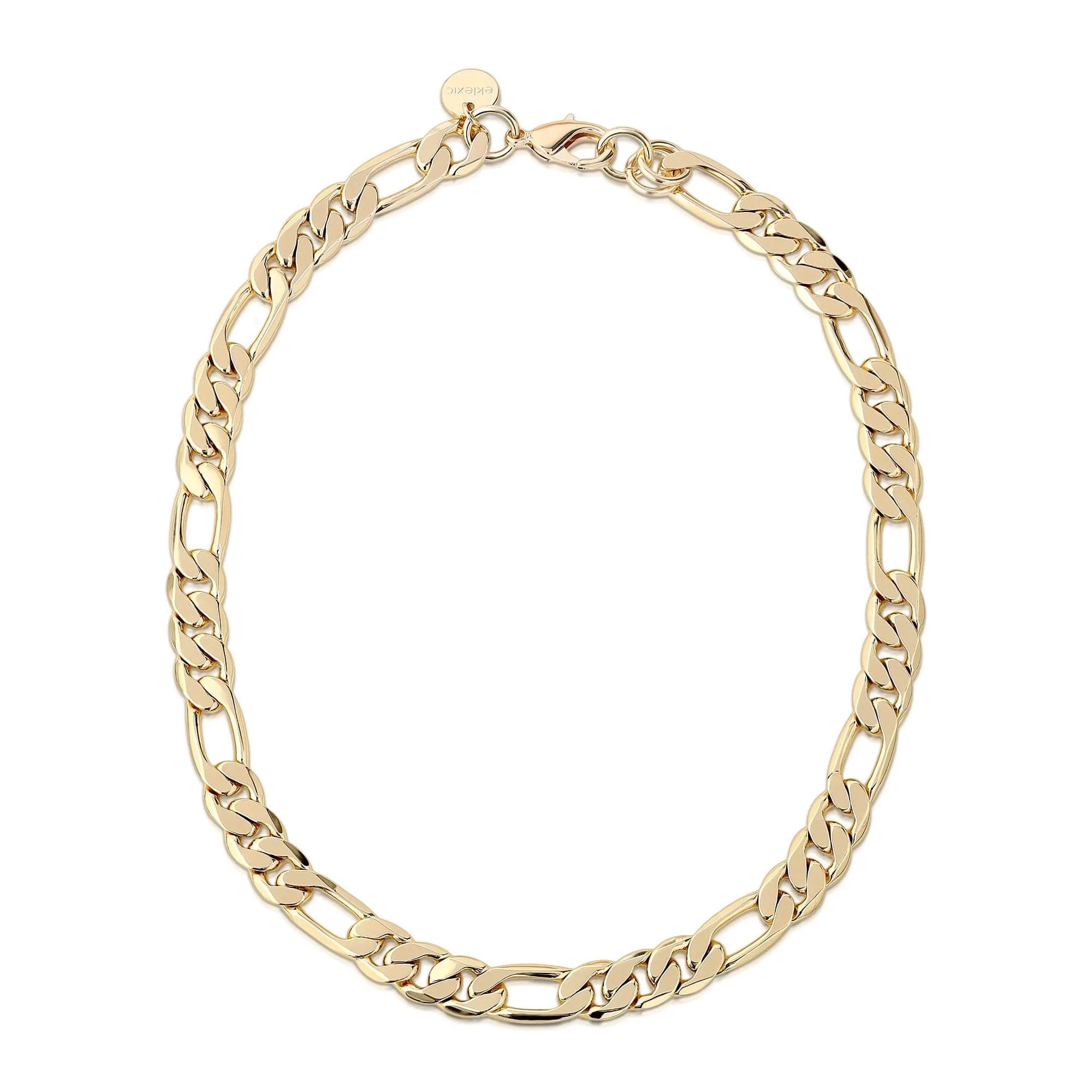 Gold-toned Axel Necklace with 14k Gold Plated Recycled Brass Figaro Chain