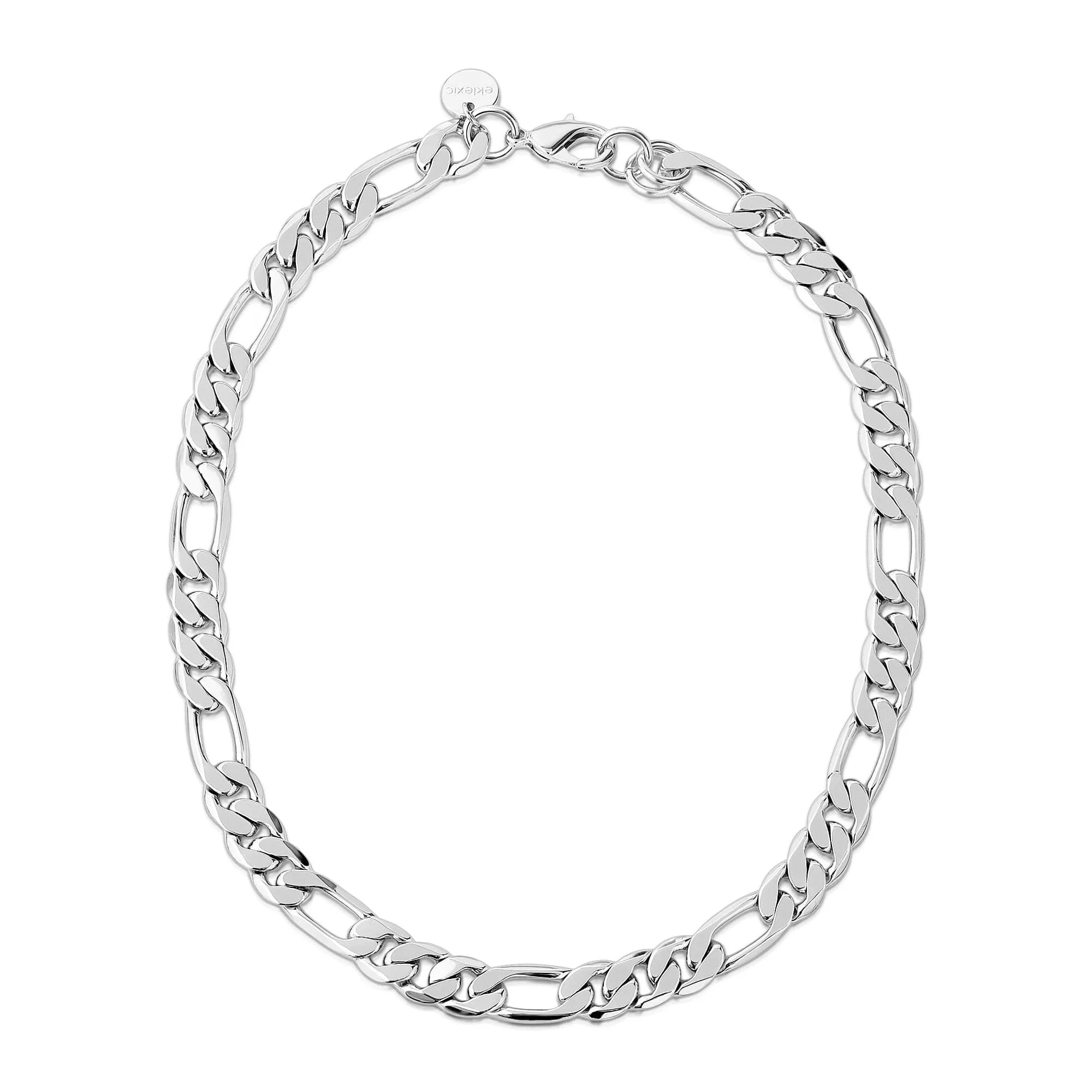 Silver Figaro chain necklace Axel Necklace made with 14k gold plated recycled brass figaro