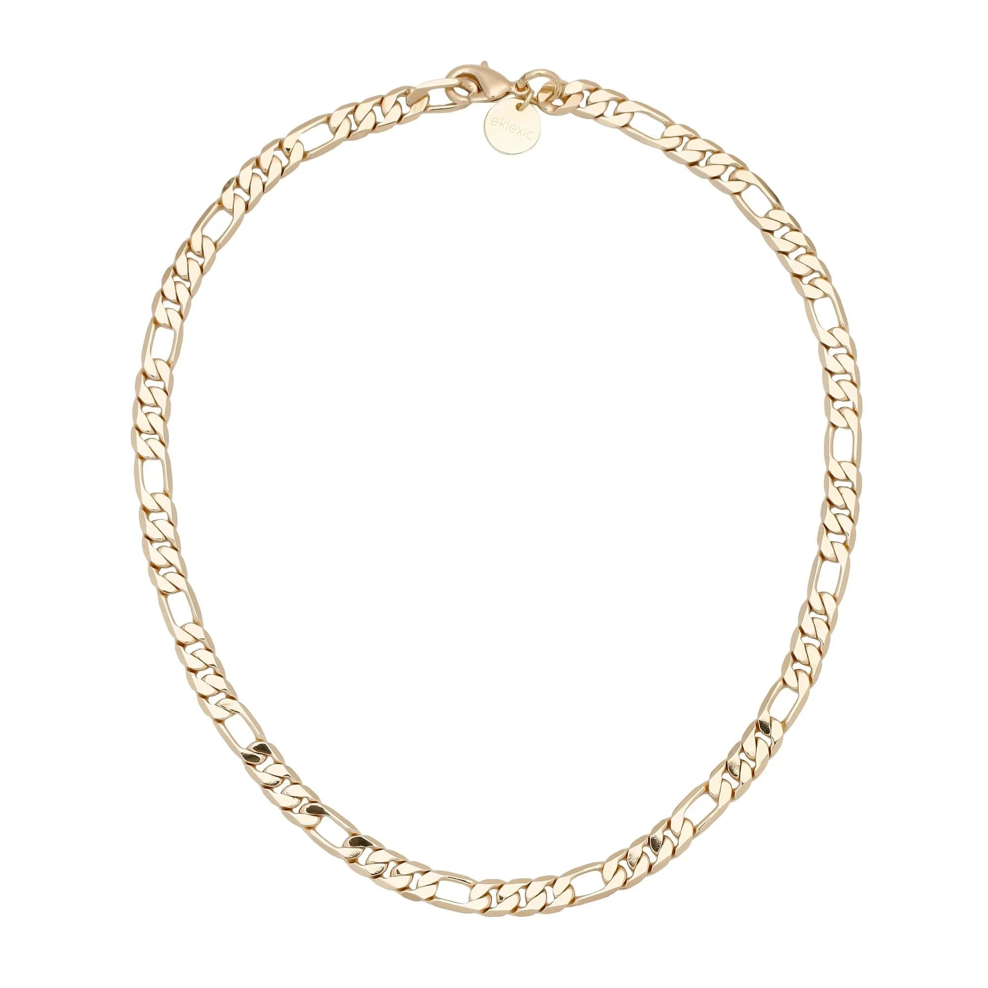 Gold-toned Figaro Chain Baby Axel Necklace with Lobster Clasp for Stylish Jewelry