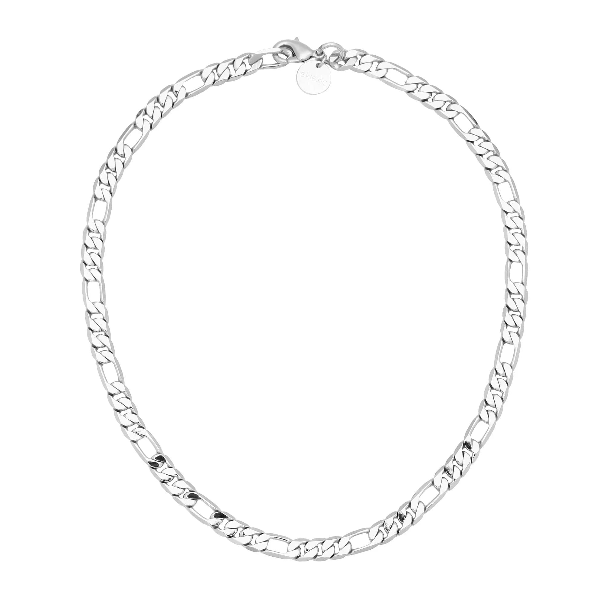 Baby Axel Chain Necklace with Silver Figaro Chain and Lobster Clasp for Elegant Style