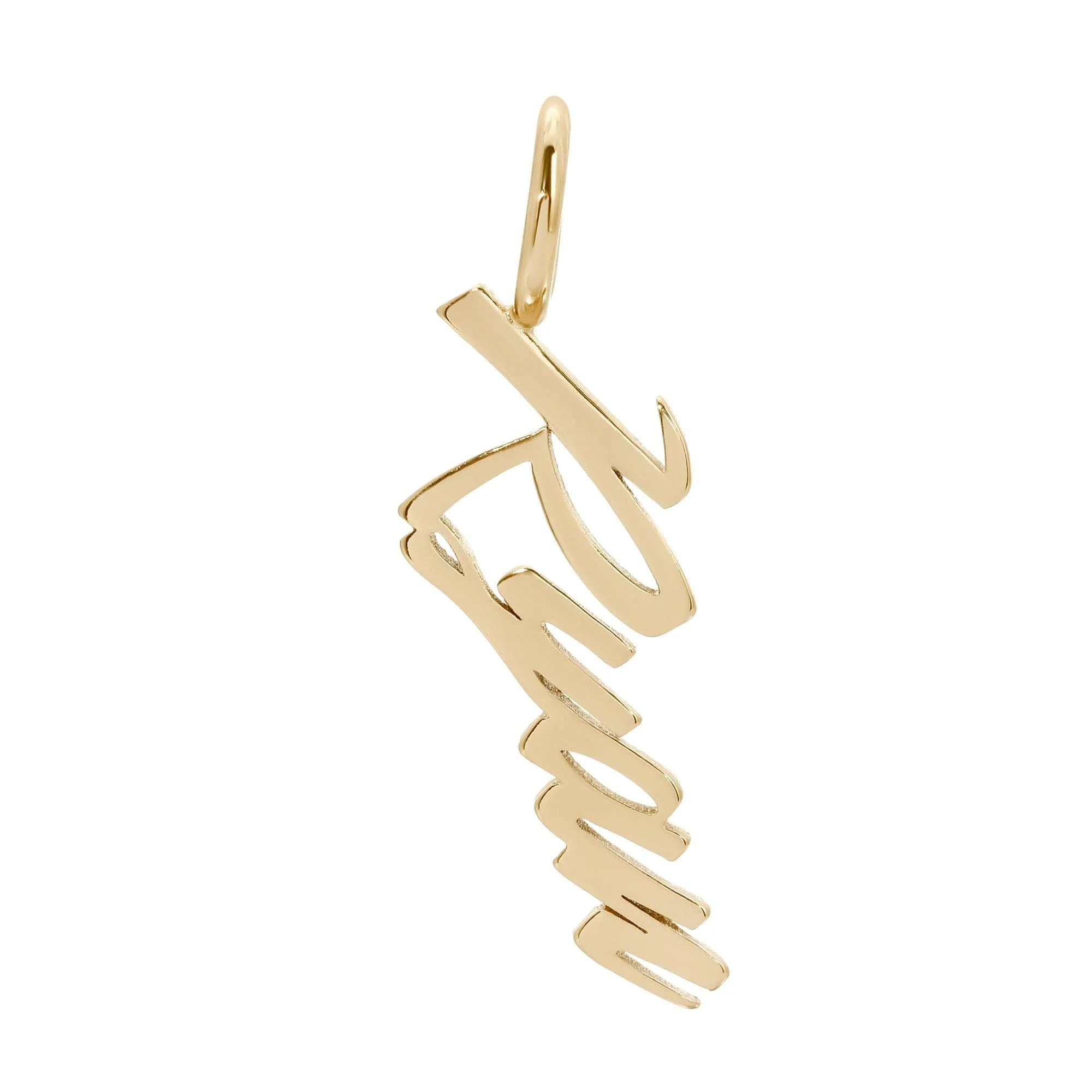 Gold name pendant from Custom Script Name Pendant collection showcasing personalized jewelry