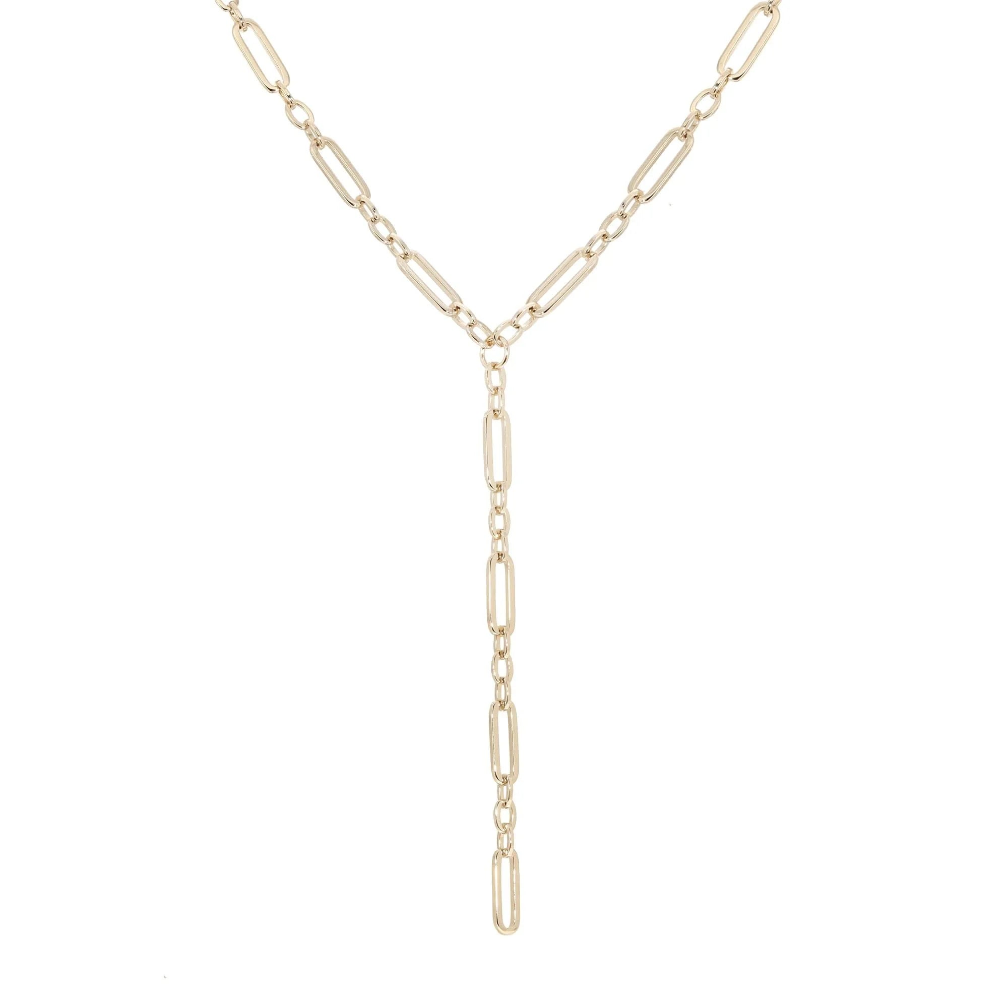 Gold-toned Dean Lariat Necklace with recycled brass plating and Y-shape design