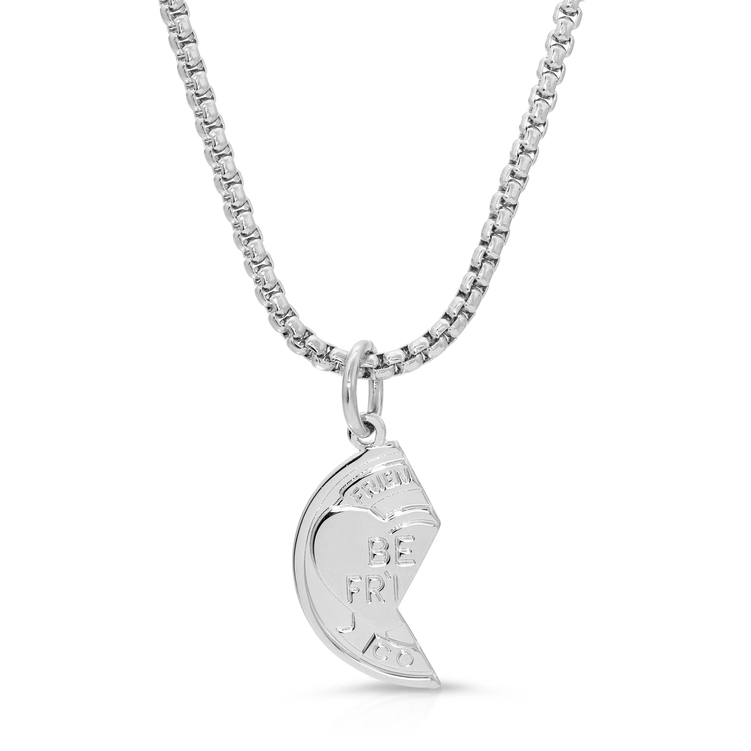Silver best friends heart pendant necklace from Best Friend Coin Necklaces, perfect for friend coin necklaces meant to be worn separately