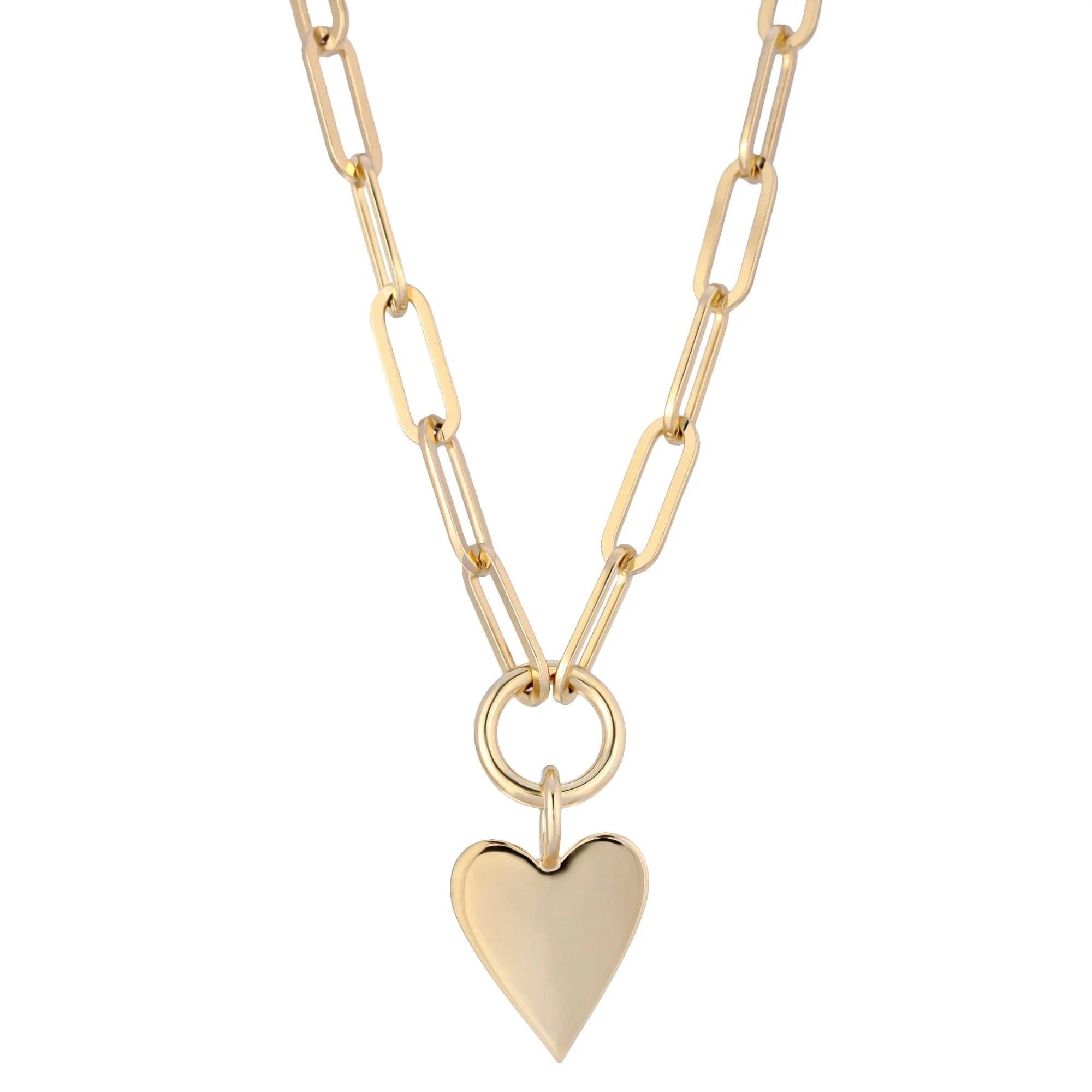 Gold chain-link necklace with a heart pendant, perfect for romantic jewelry gifts