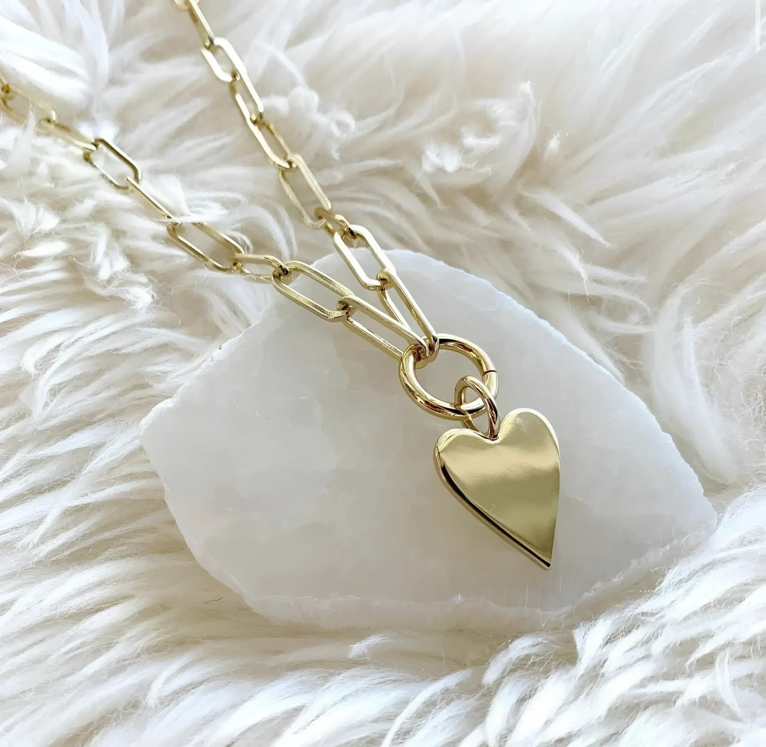 Gold chain necklace with heart pendant for the Heart Pendant Necklace product display
