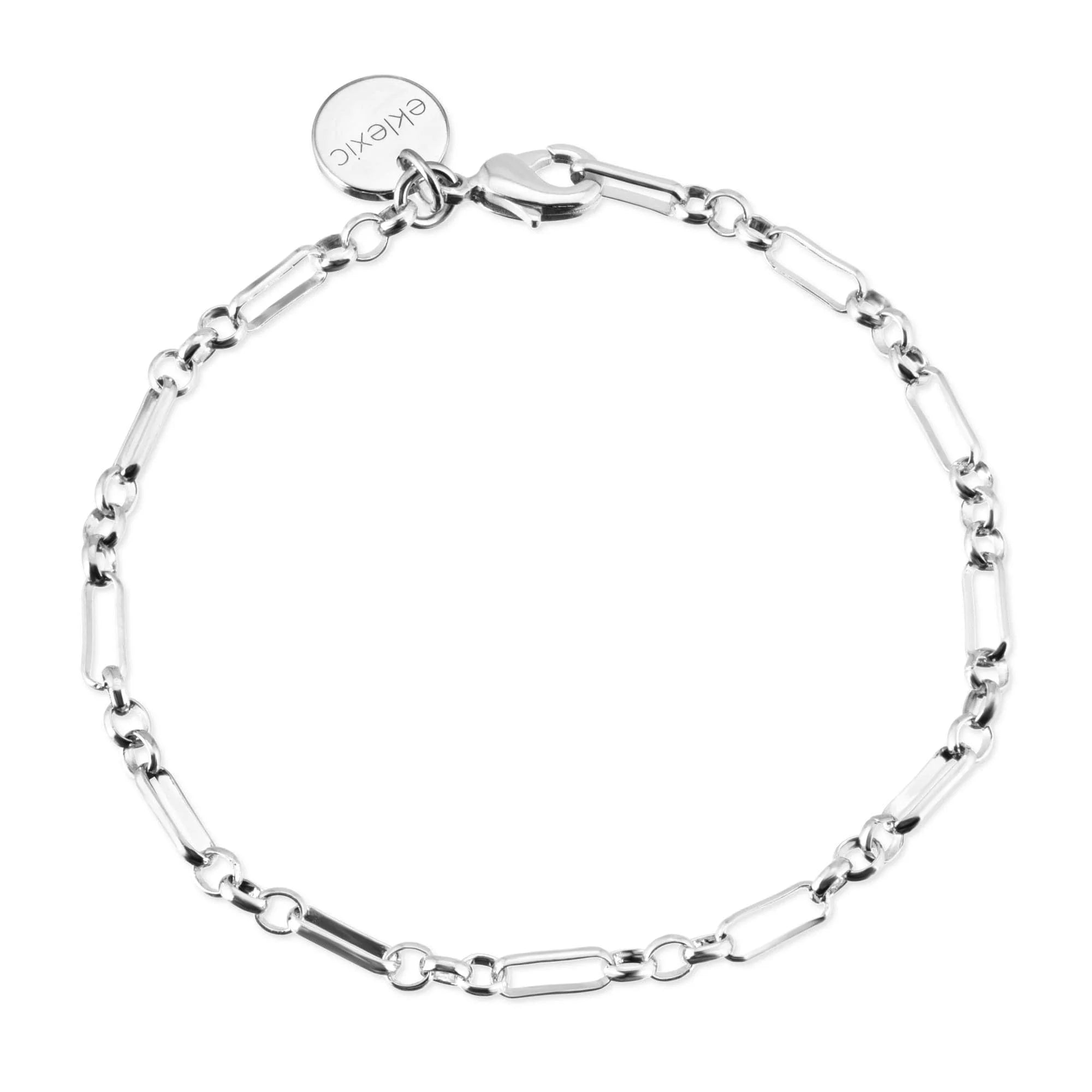 Silver small multi link chain anklet featuring a shiny silver chain-link bracelet