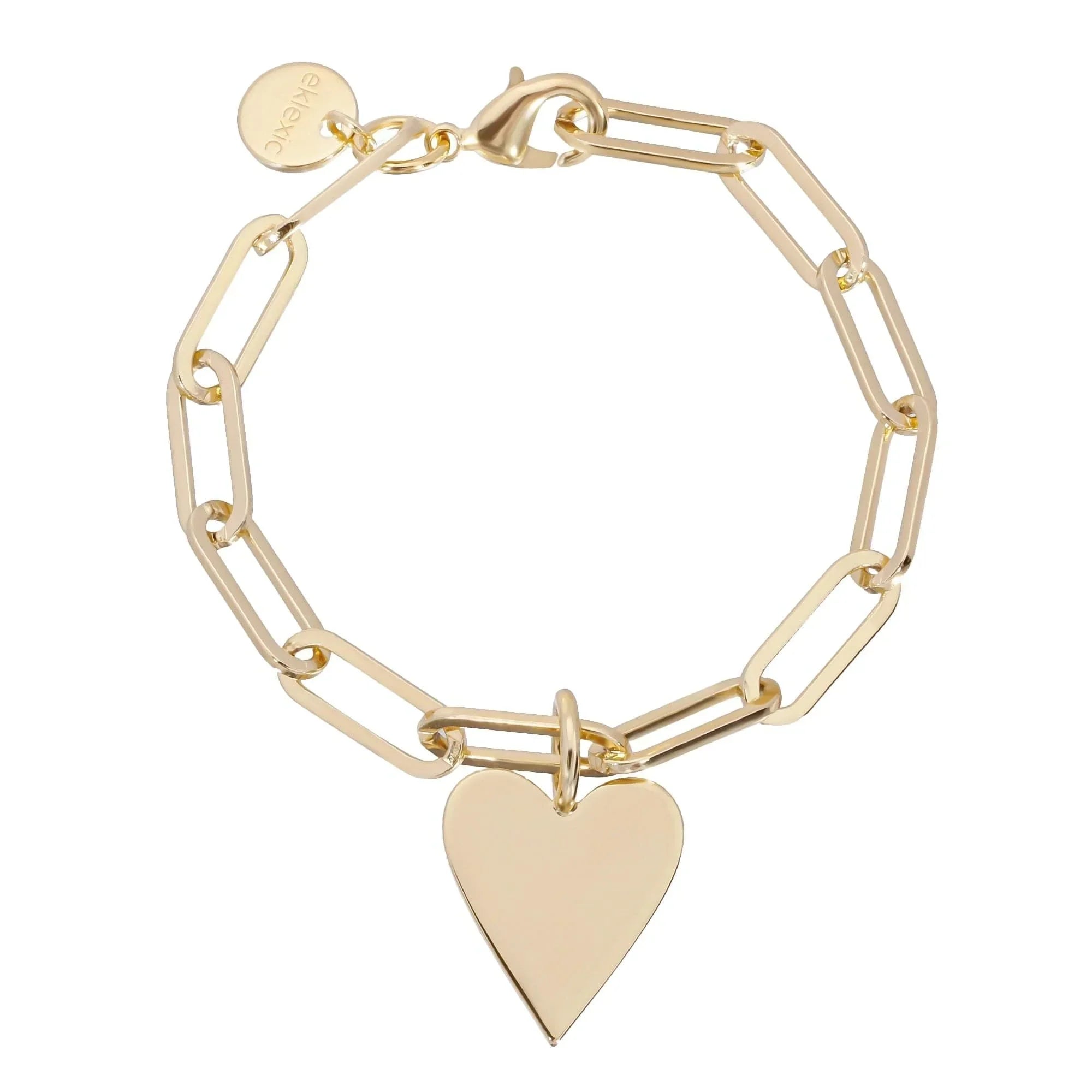 Gold-toned link bracelet with heart charm from Medium Helena & Large Elongated Link Chain Bracelet