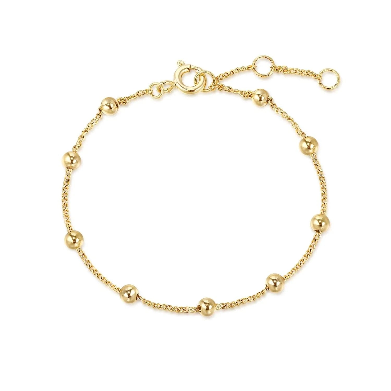 Gold beaded bracelet with adjustable clasp from the Micro Bead & Chain Bracelet collection
