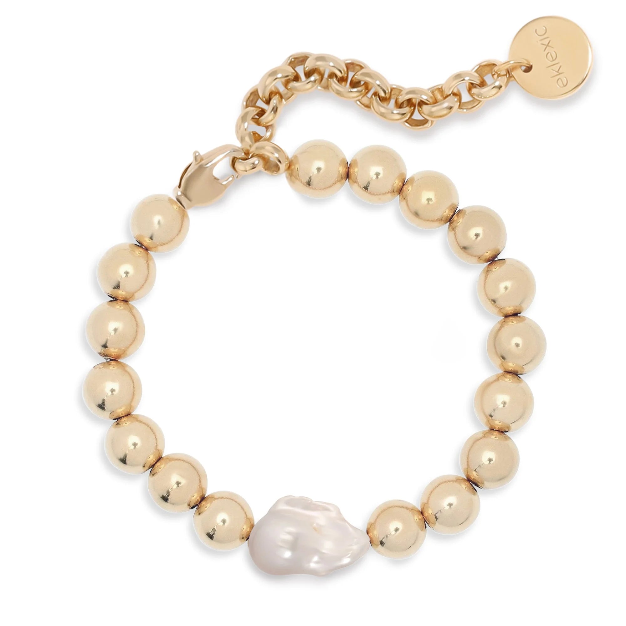 Gold bead bracelet with baroque pearl from Poppy Horizontal Pearl And Bead Bracelet collection