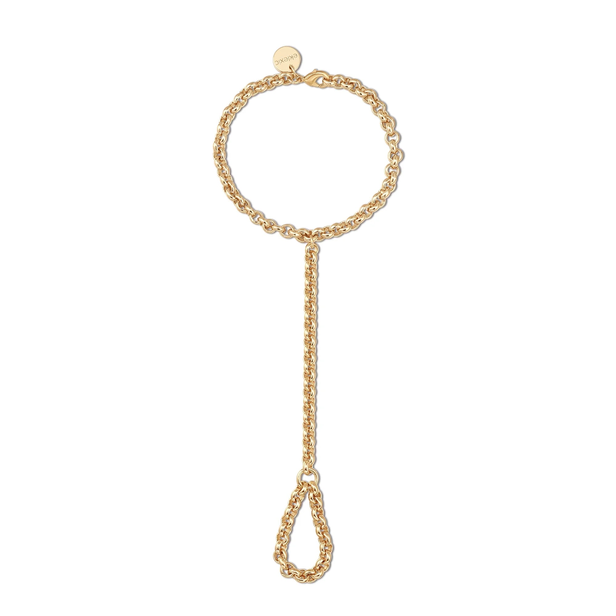 Gold-toned chain hand bracelet from the Raya Hand Chain collection