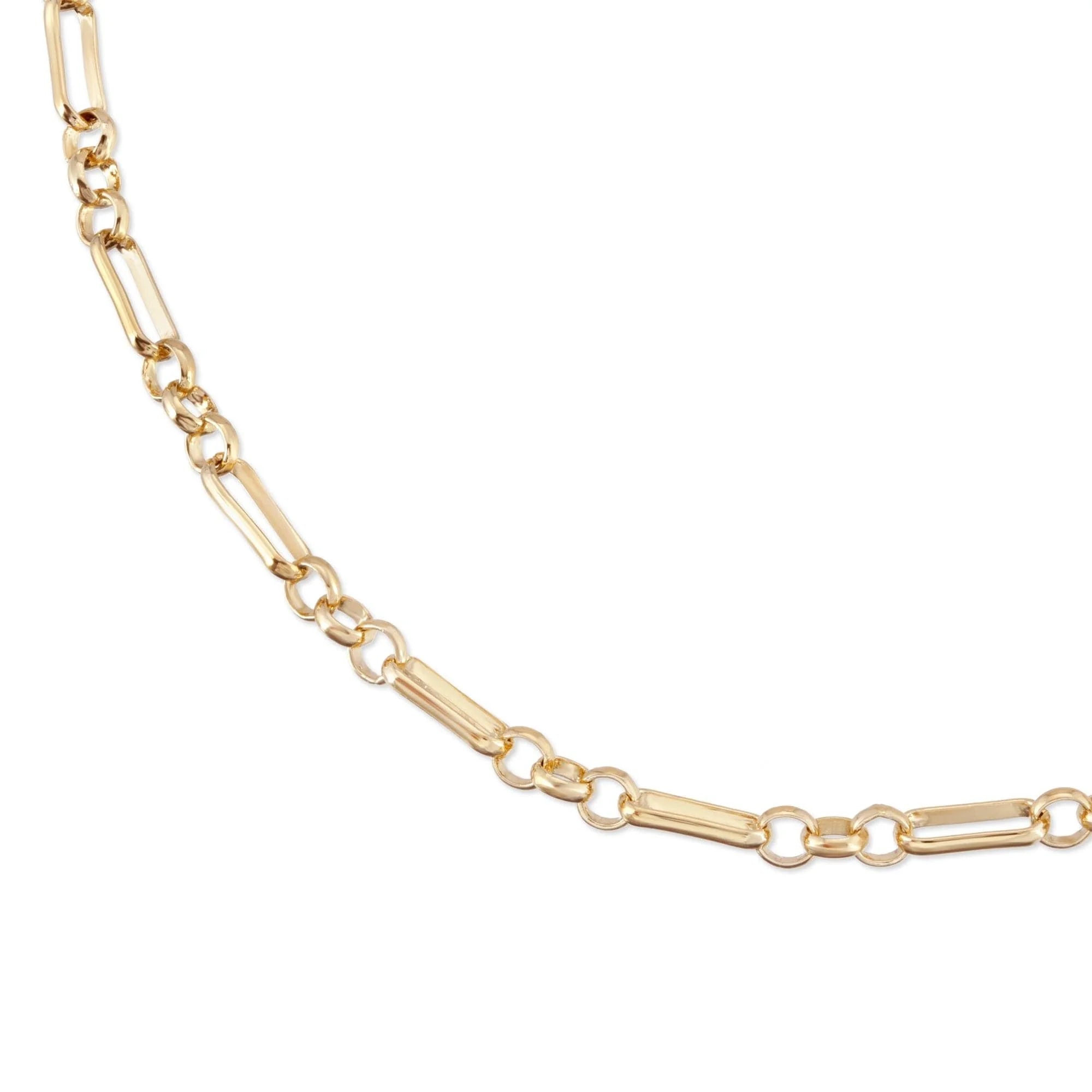 Gold chain necklace on a Small Multi Link Chain Bracelet for a stylish look