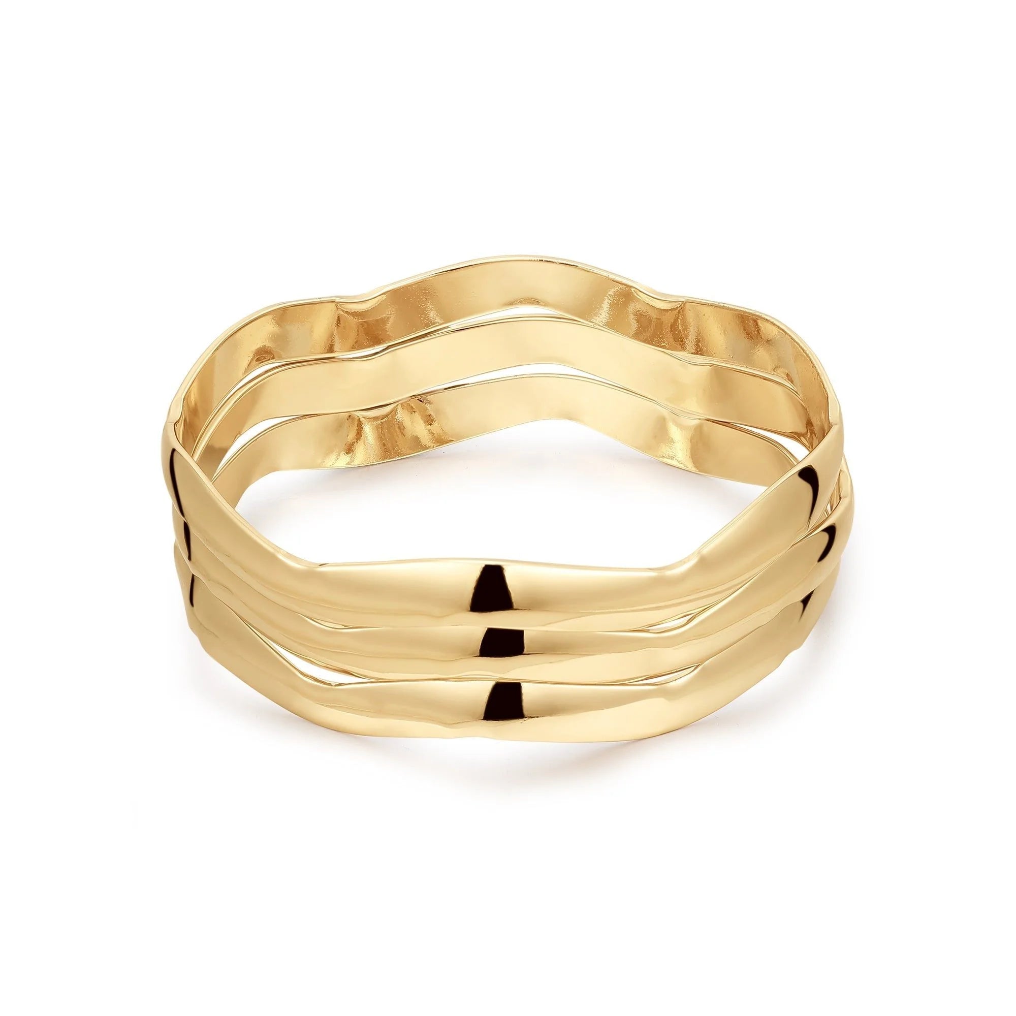 Gold-toned wavy bangle bracelet from the Wavy Bangle Set perfect for stylish accessories