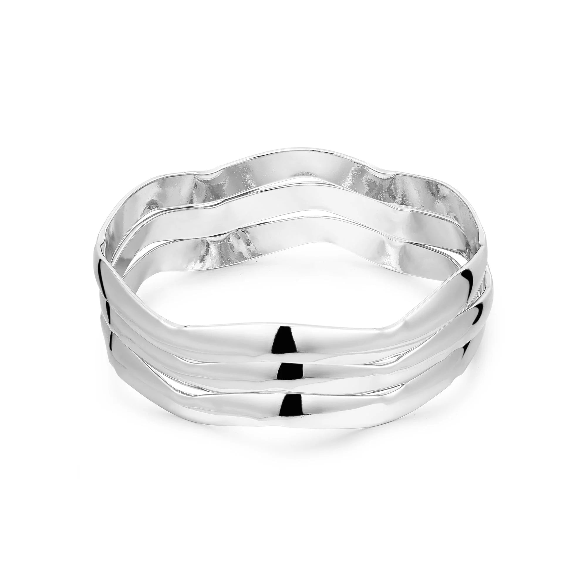 Silver wavy bangles from the Wavy Bangle Set looking trendy and stylish