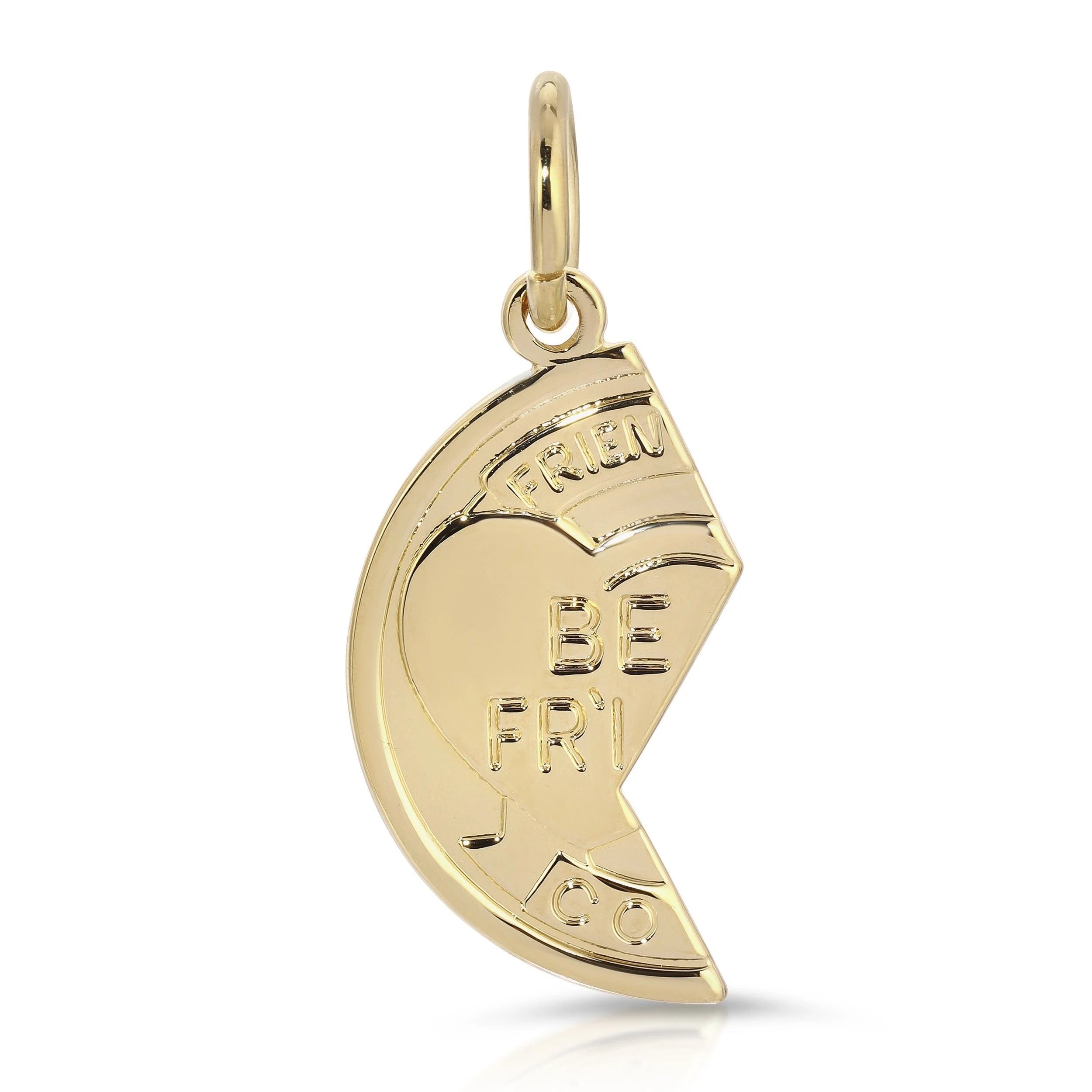Gold best friends pendant from Best Friend Coin Pendants showing friendship jewelry style
