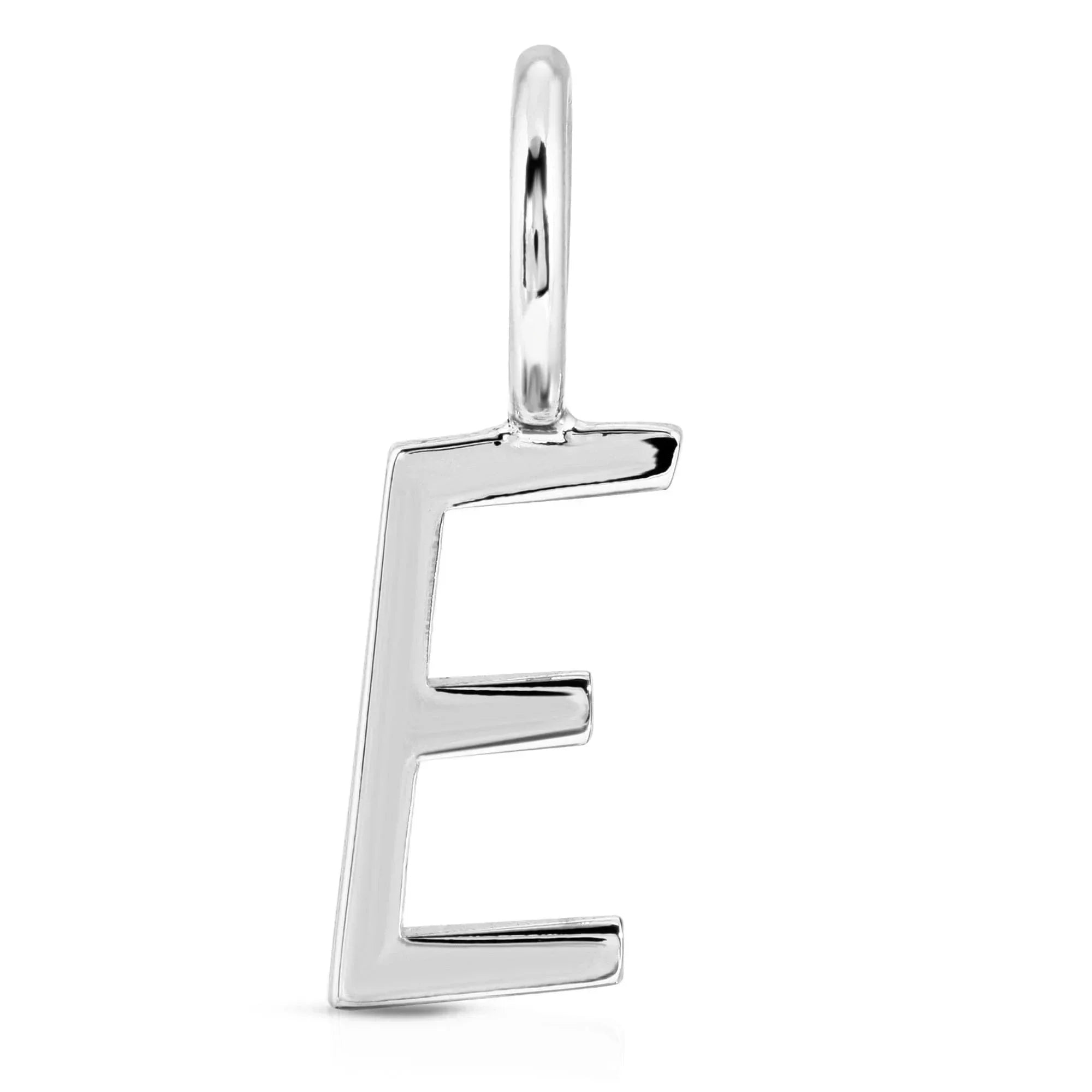 Shiny silver letter E pendant from Silver Essential Letters collection for stylish jewelry lovers