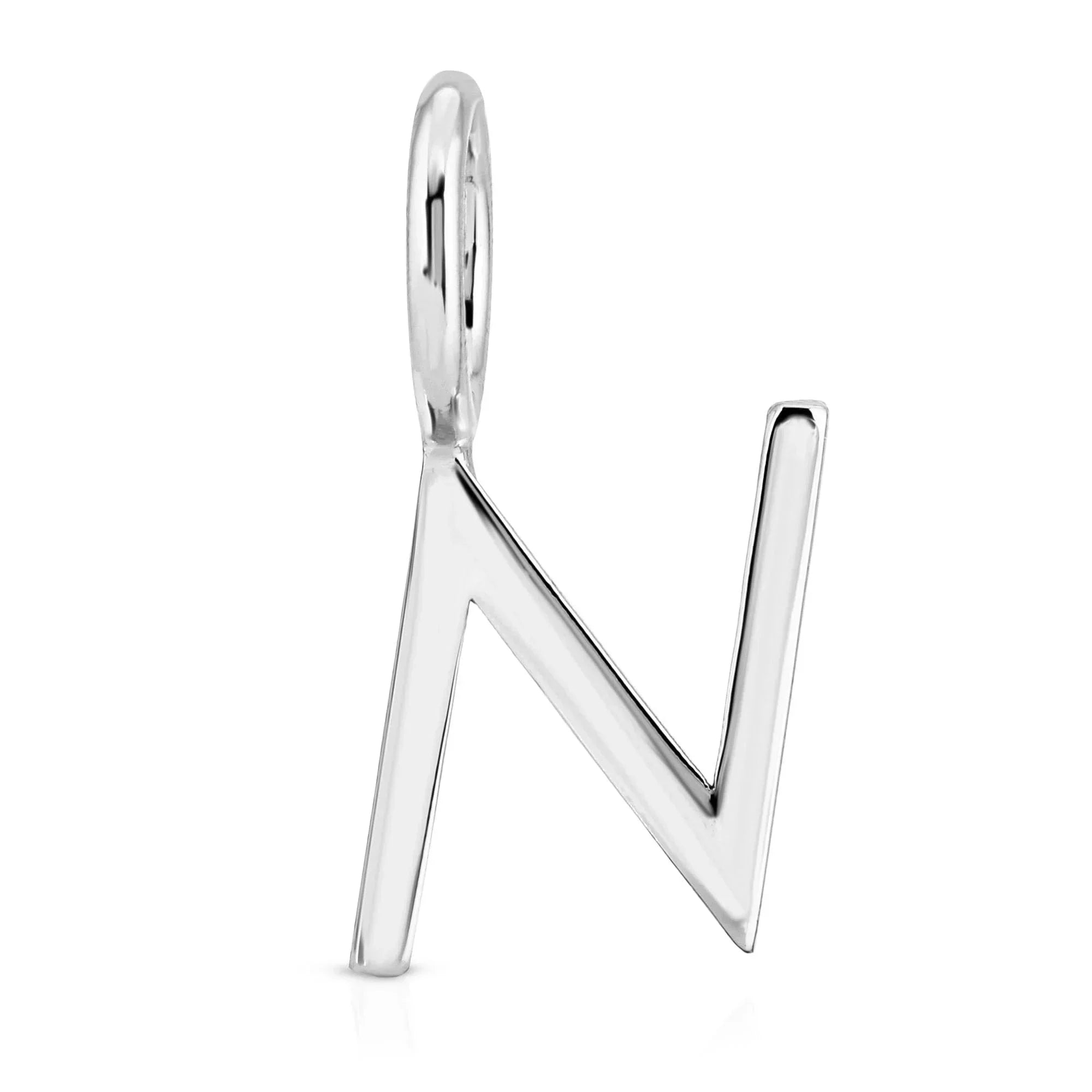 Silver letter N pendant from Silver Essential Letters collection ready to wear