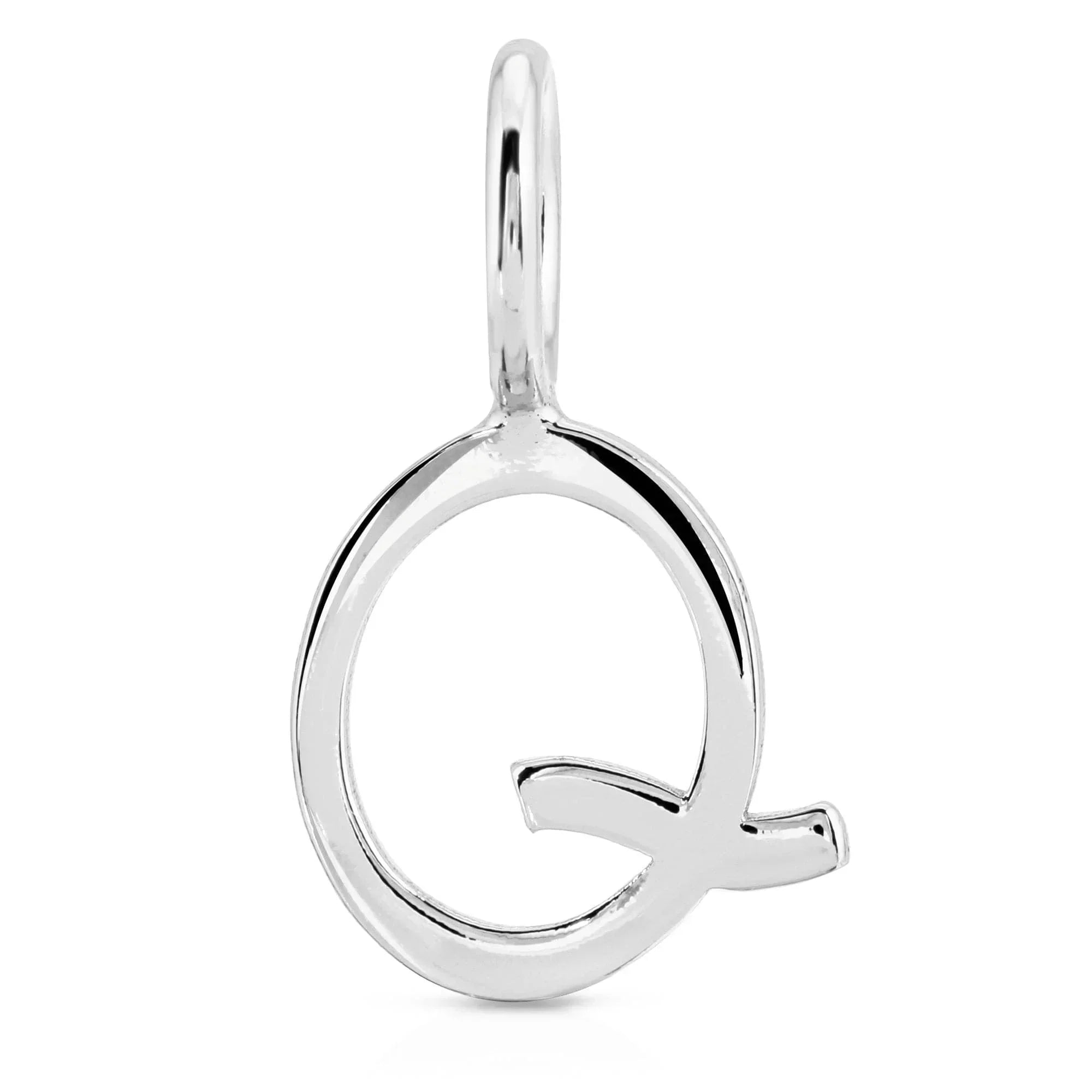 Silver letter Q pendant from Silver Essential Letters jewelry collection
