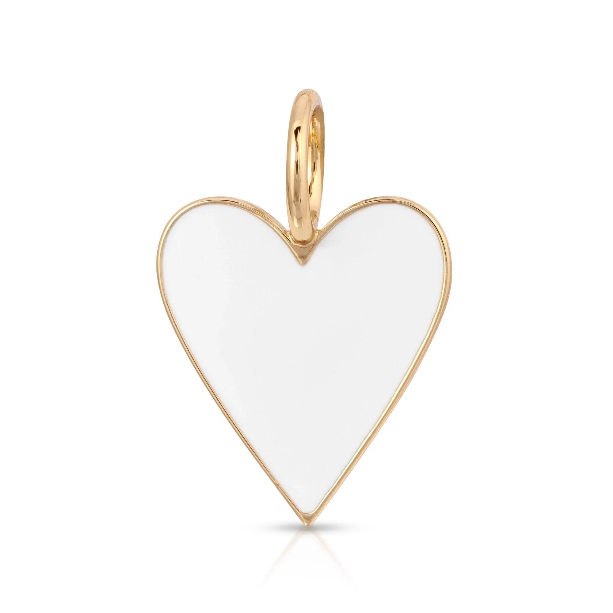 Medium Enamel Helena Pendant with a gold-trimmed white heart shape necklace
