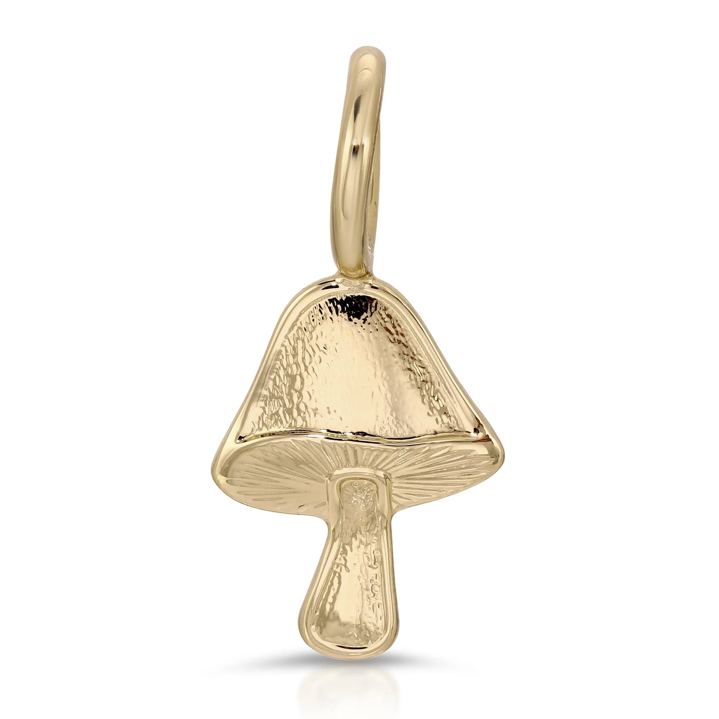 Gold Mushroom Pendant from the Mini Mushroom Charm collection showing cute jewelry design