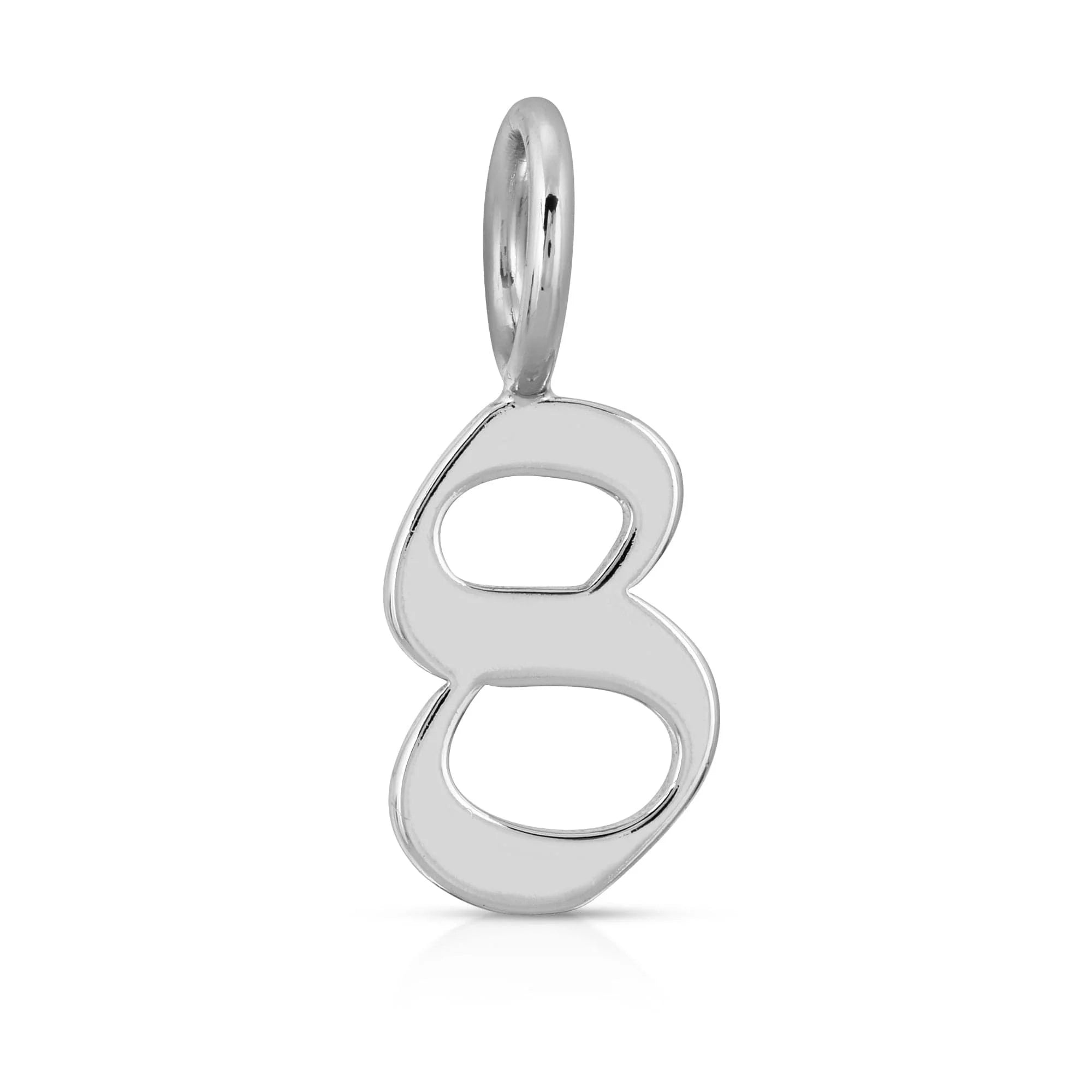 Silver number eight pendant from Silver Gothic Numbers collection showing classic style