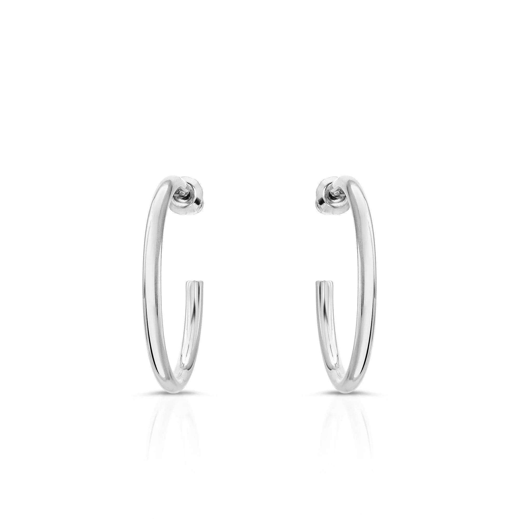 Silver hoop earrings from the 1 Inch Ultimate Hoops collection