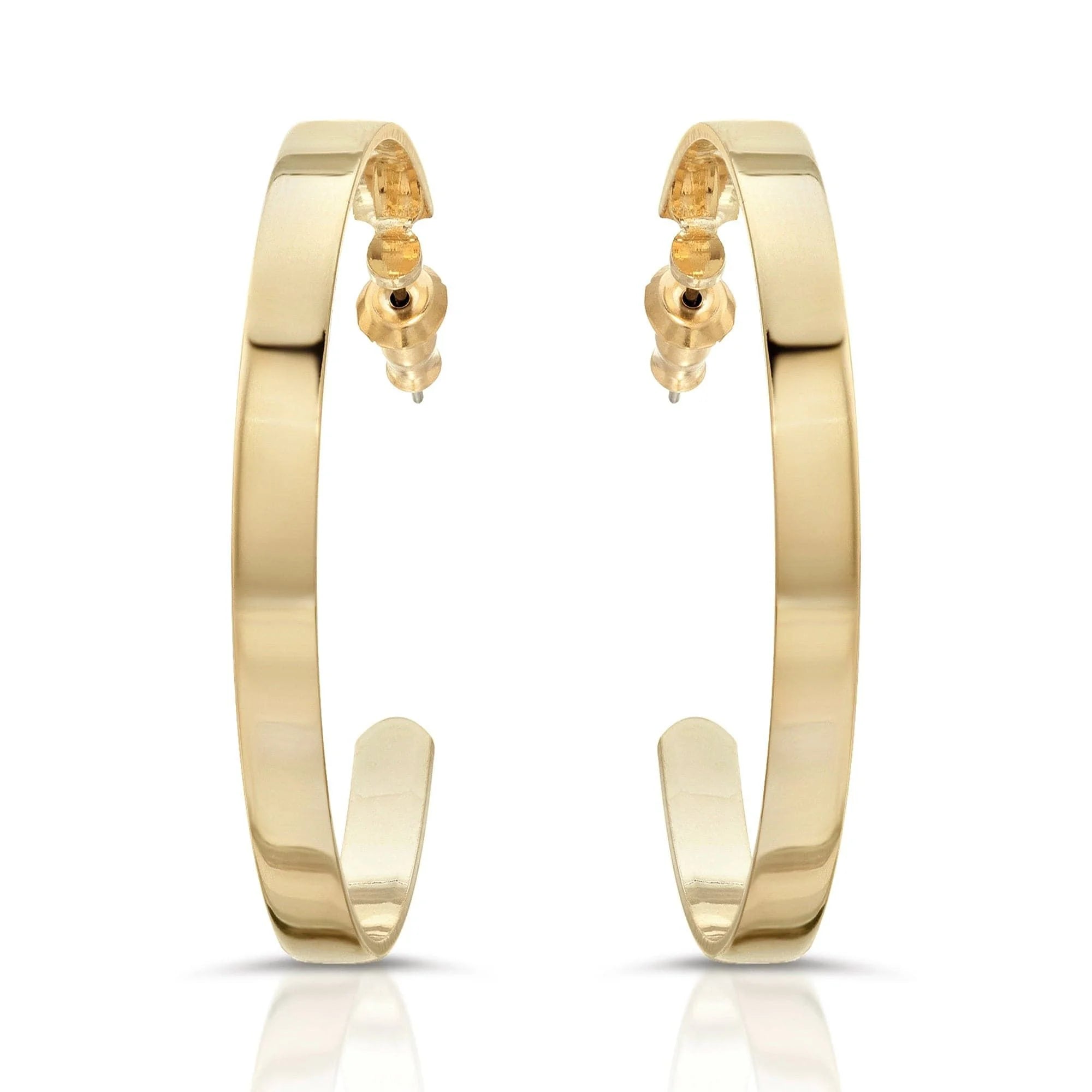 Shiny gold hoop earrings from the 2.5 Inch Isla Hoops collection perfect for any style