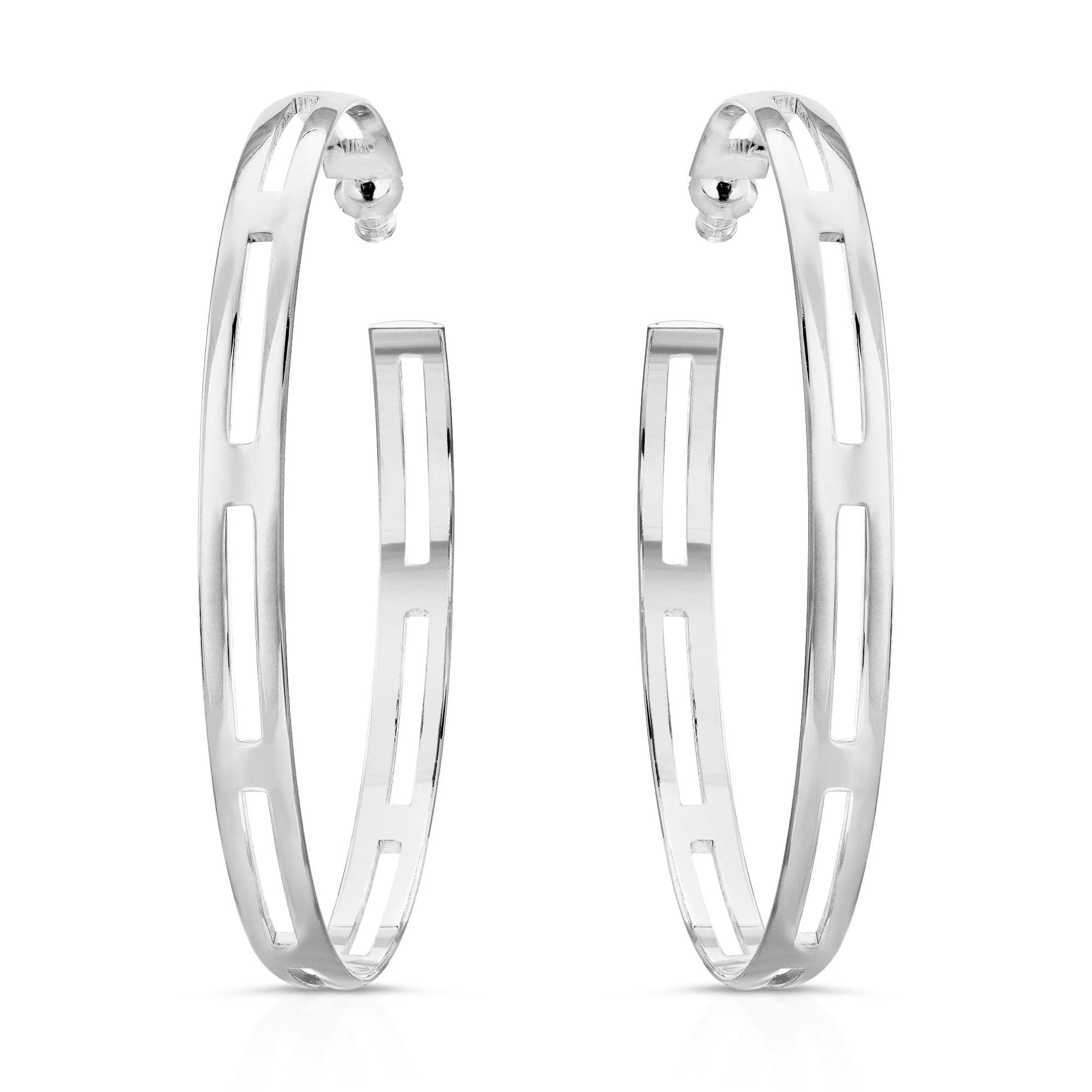 Charlotte Hoops: stylish pair of silver hoop earrings for a trendy look