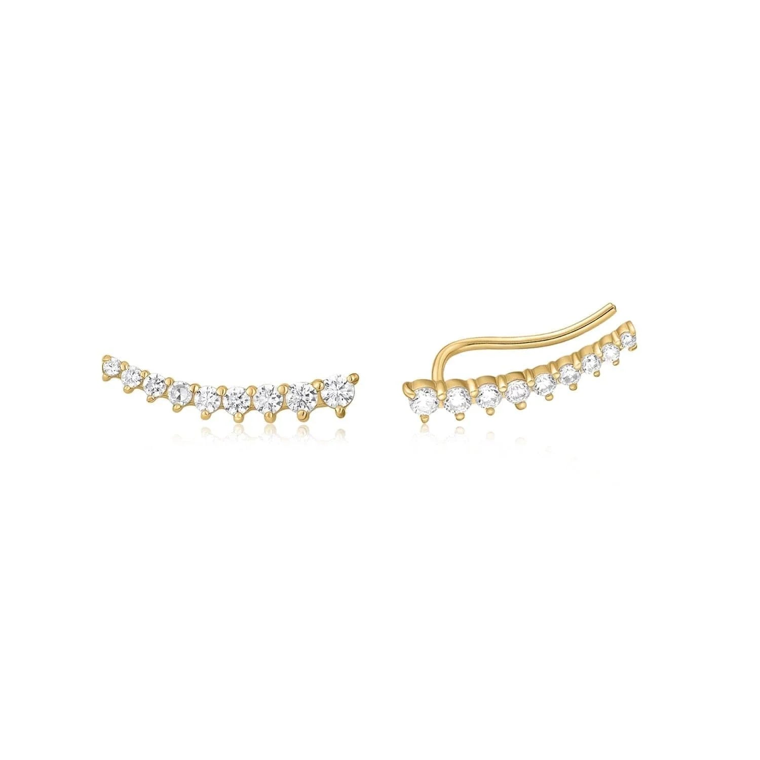 Gold and diamond ear climbers from the Graduated CZ Bar Ear Crawl collection
