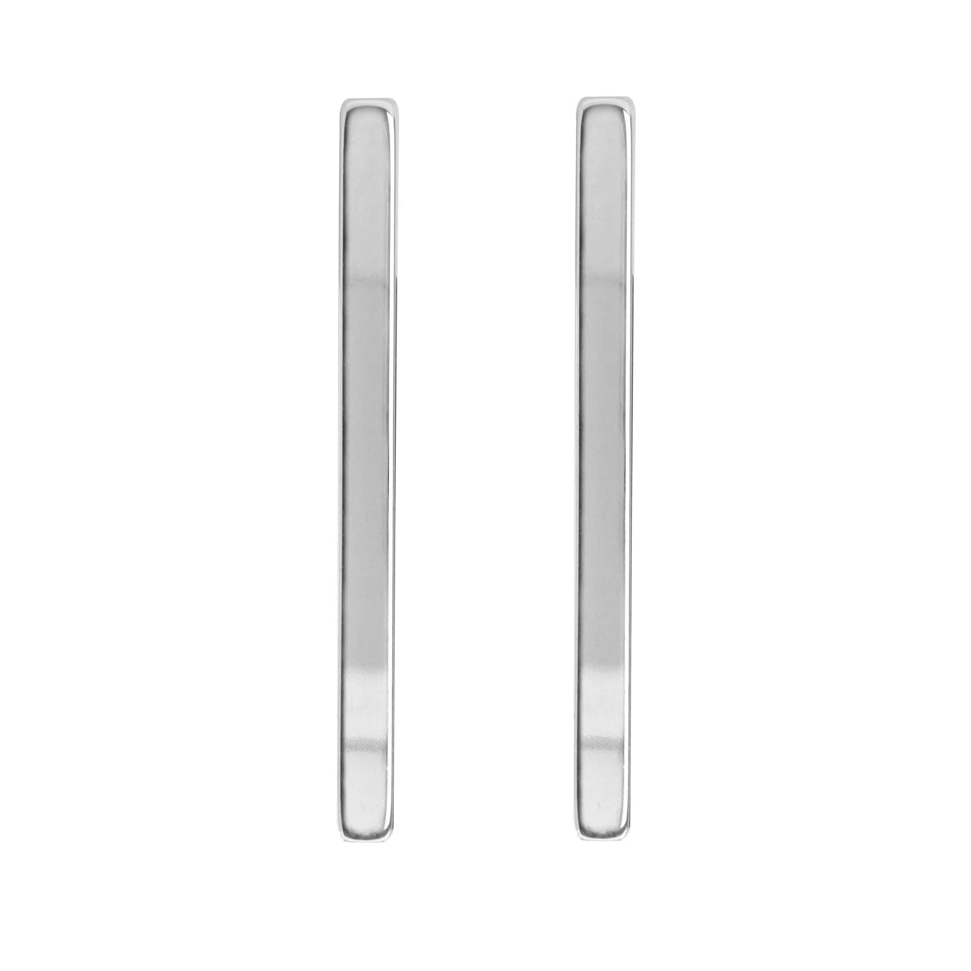 Shiny silver bar earrings from the Large Stick Earrings collection for a sleek look