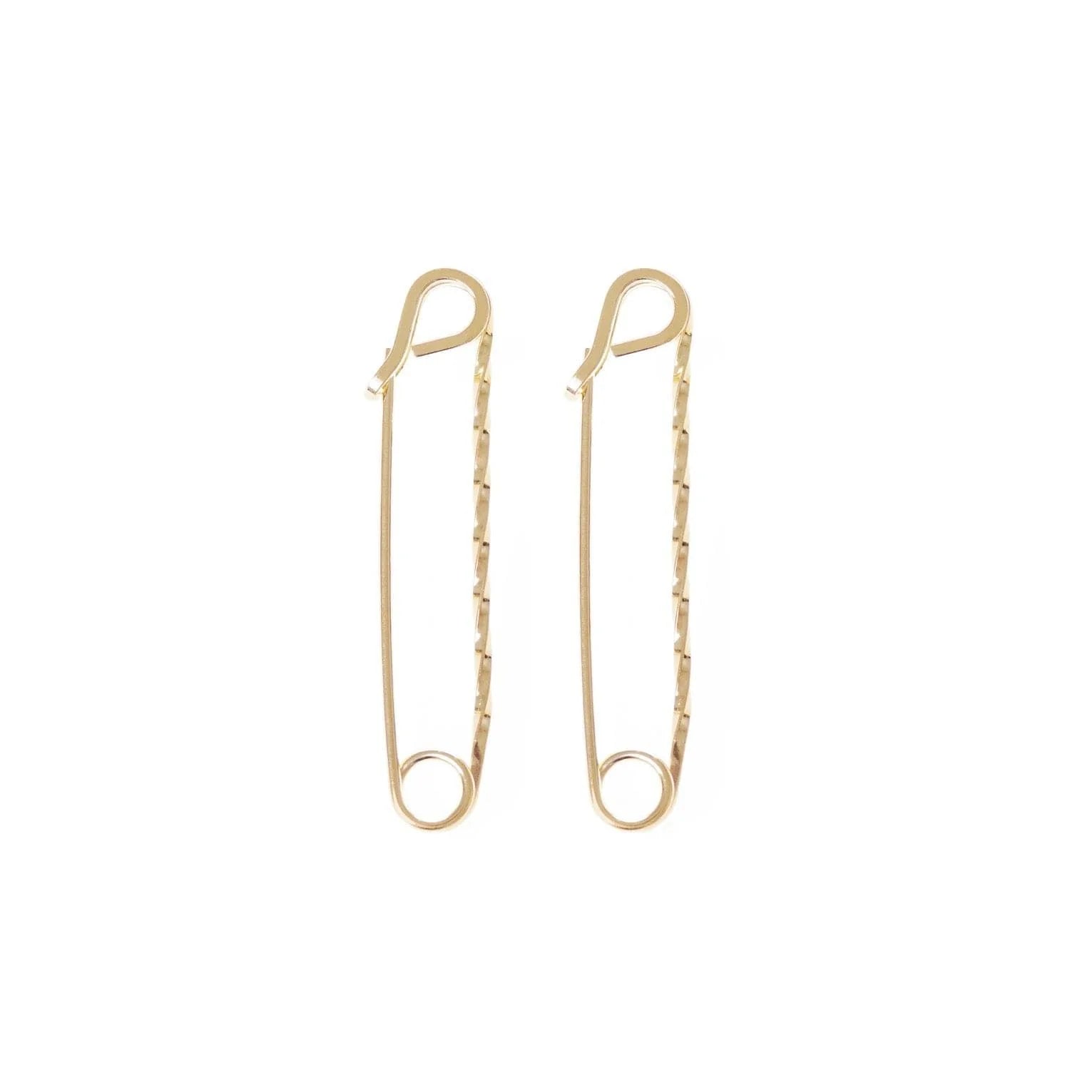 Gold safety pin earrings from the Medium Twisted Safety Pin Earrings collection