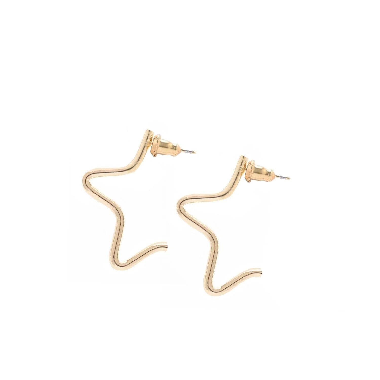Gold star earrings showcased in the Small 1/2 Star Earrings product image